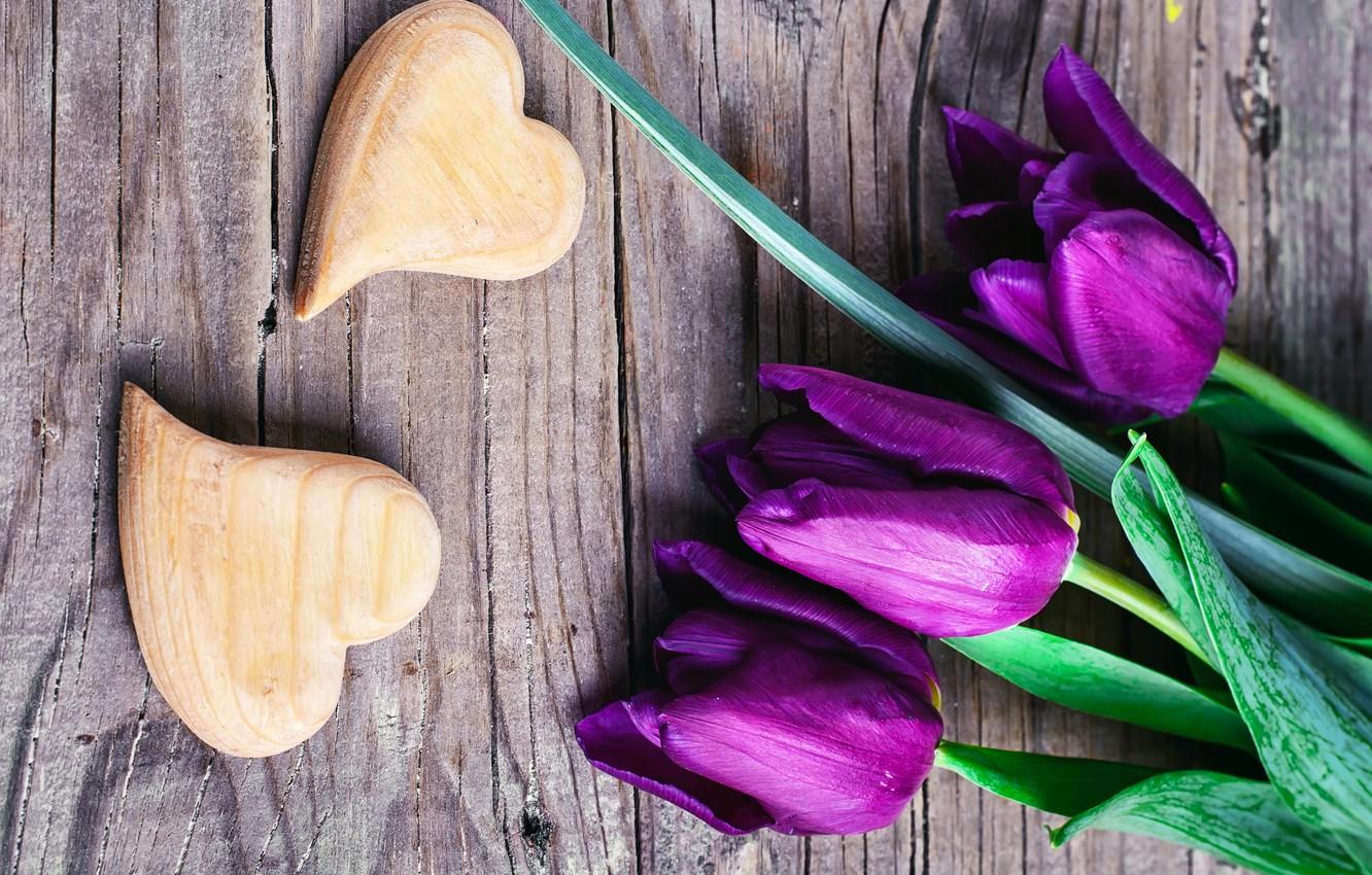 Wallpaper love, heart, purple, tulips, love, with, flowers, romantic