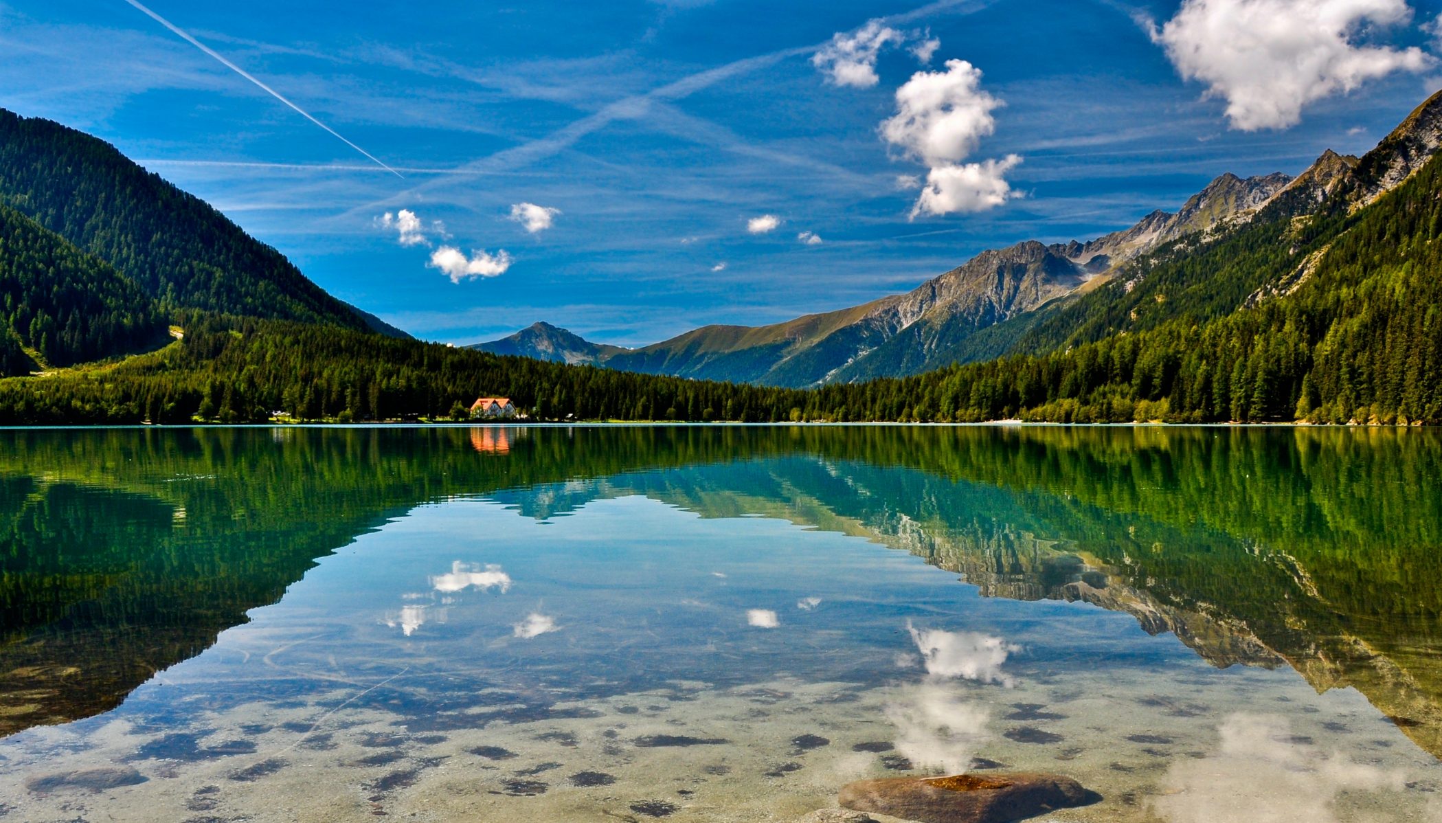 lake, mountains, summer, Italy, beautiful, forest, reflection, Alps