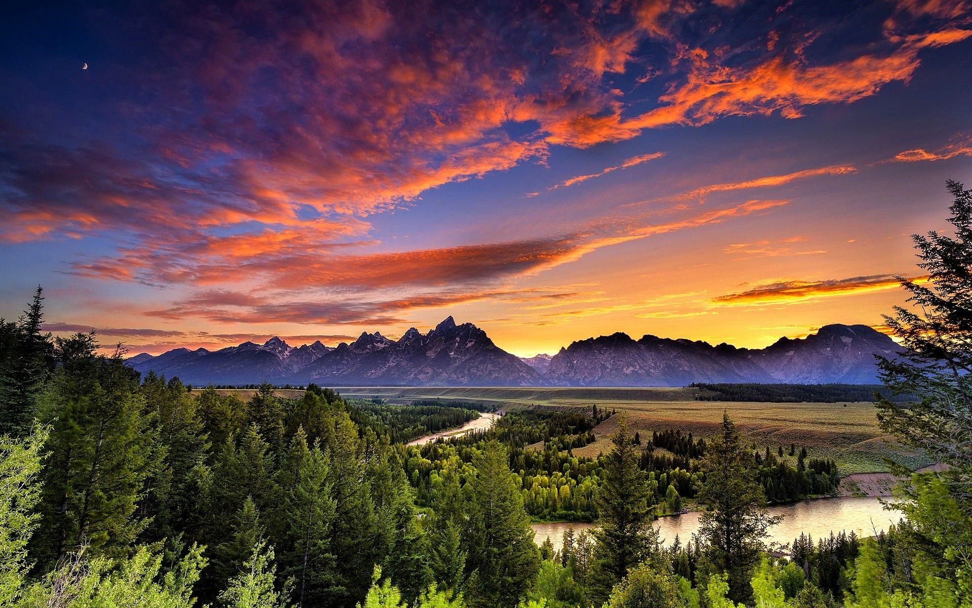 Sunset Tetons Wallpaper