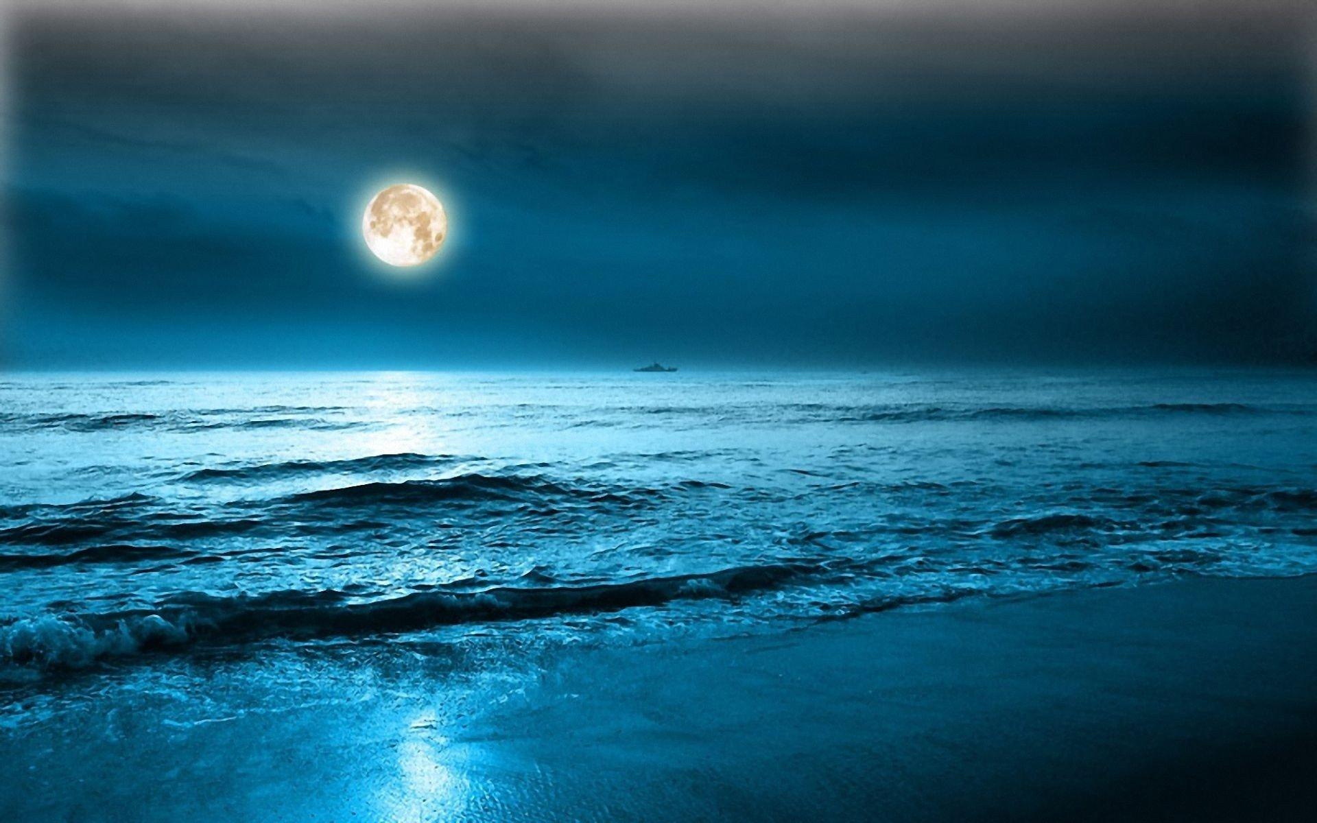Full Moon over Ocean HD Wallpaper. Background Imagex1200