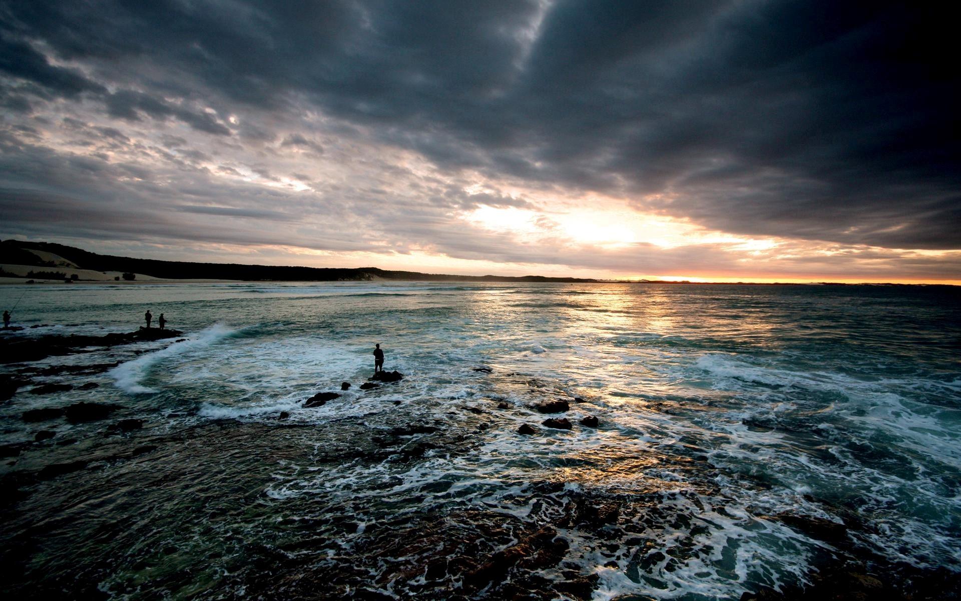 Dark Sky ocean cloudy sunshine Abstract Wallpaper