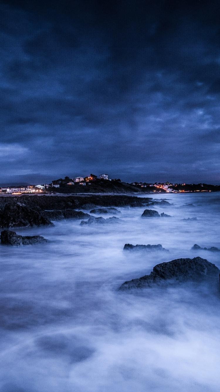 Night, Sea, Nature, Ocean, Cloud Wallpaper for IPhone 6S, 8