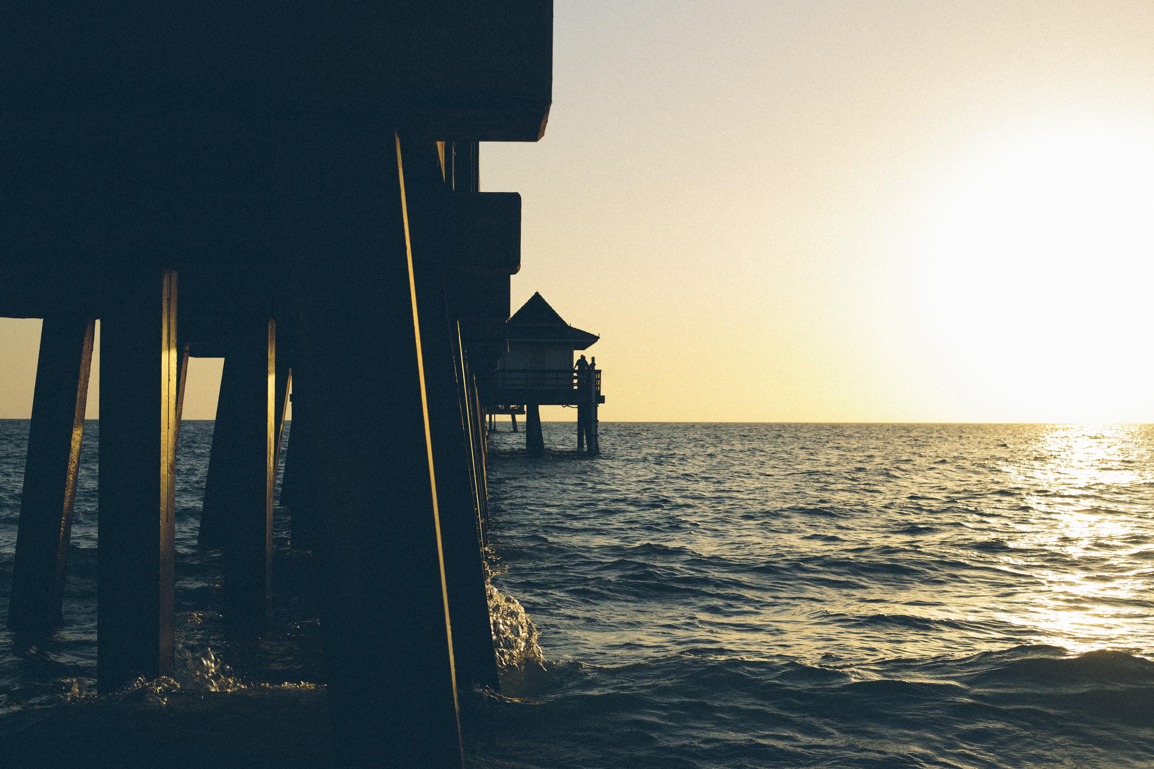 sea pier sunset wallpaper and background. Nature wallpaper