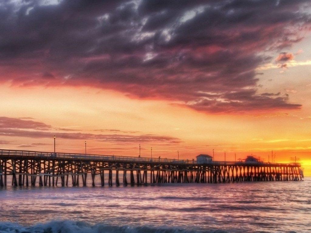 California Beach Dock Sunset iPhone 6 Plus Wallpaper