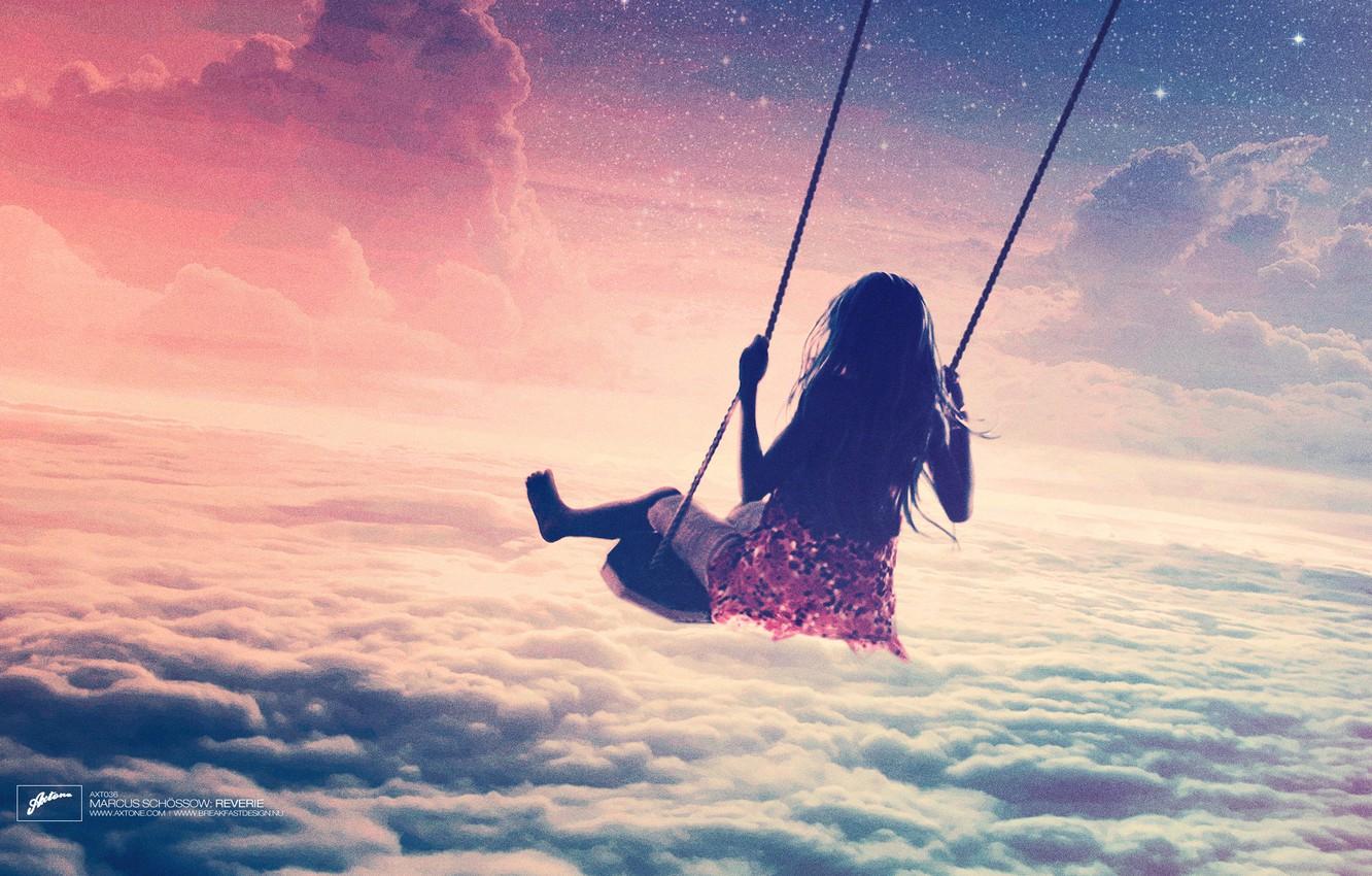 Wallpaper the sky, girl, swing, track, axtone, Marcus Schossow