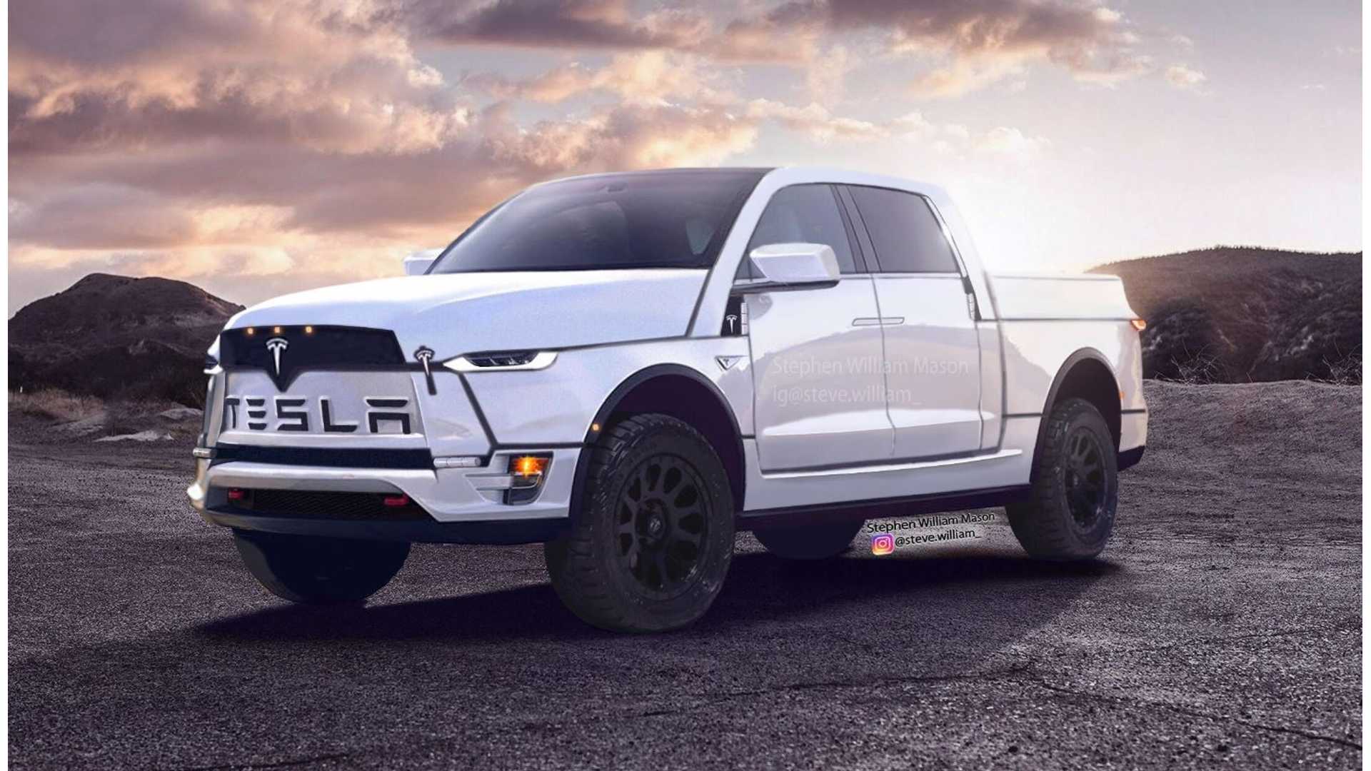 New Tesla Electric Pickup Render Is Bold, Reminds Us Of Ram Truck