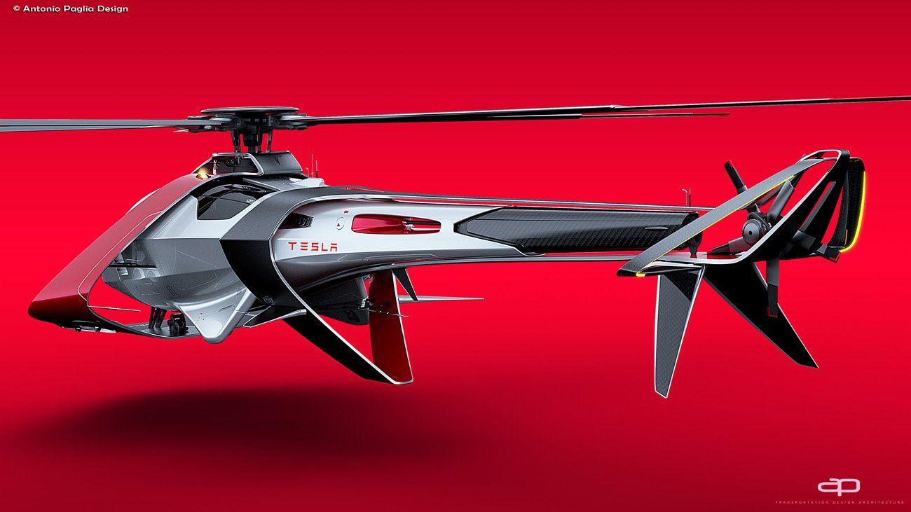 Tesla Electric Helicopter Concept by Antonio Paglia. Space Ship