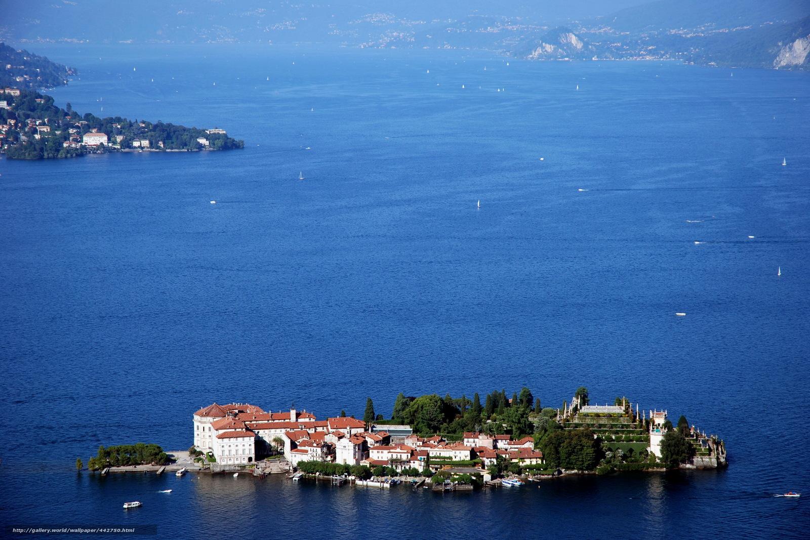 Download wallpaper lake, Italy, Lake Maggiore, island free desktop