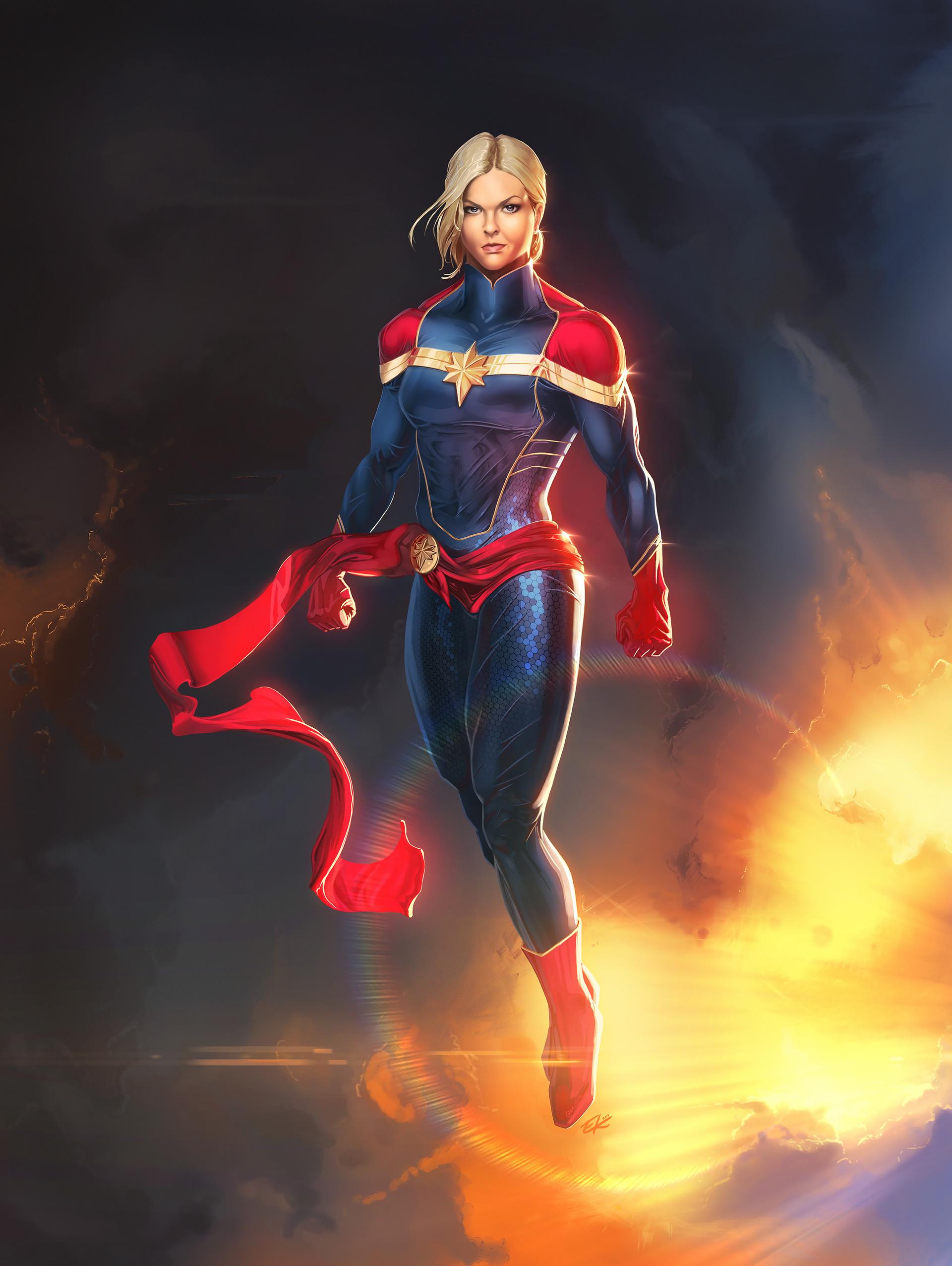 Amazing Captain Marvel Concept Art by Erick Castro Wallpaper