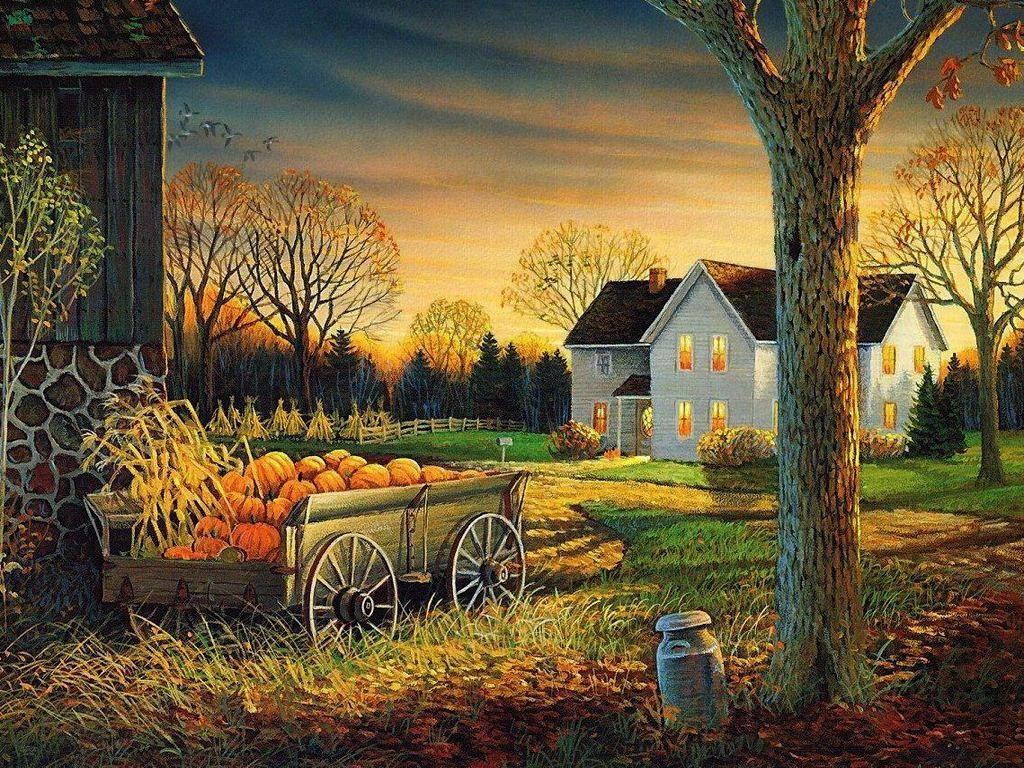 Fall Scenes Wallpaper.. autumn wagon Wallpaper Free, Free Wallpaper. Autumn scenes, Autumn painting, Autumn art