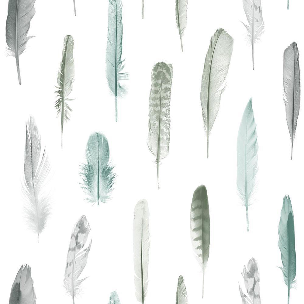 in. x 10 in. Nala Multicolor Feathers Wallpaper Sample