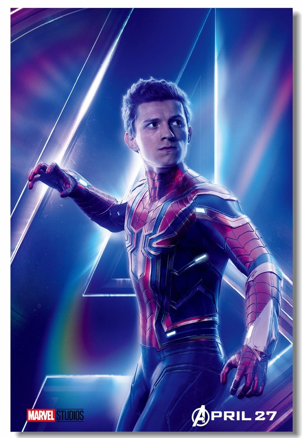 US $5.99 25% OFF. Custom Canvas Wall Painting Tom Holland Poster Iron Spider Man Stickers Avengers Infinity War Wallpaper Living Room Mural #-in