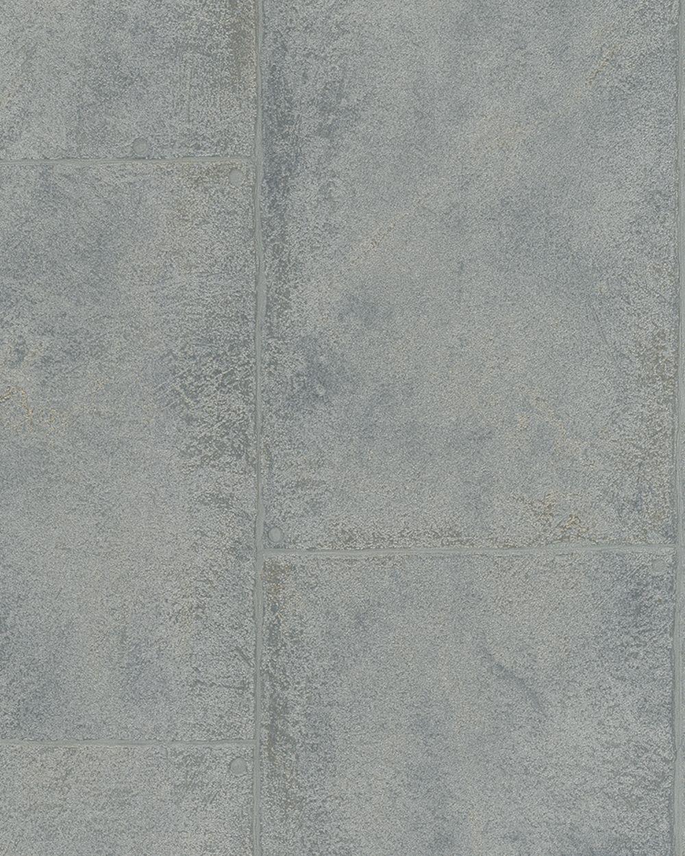 Wallpaper cement style slab silver grey gloss Marburg 59334
