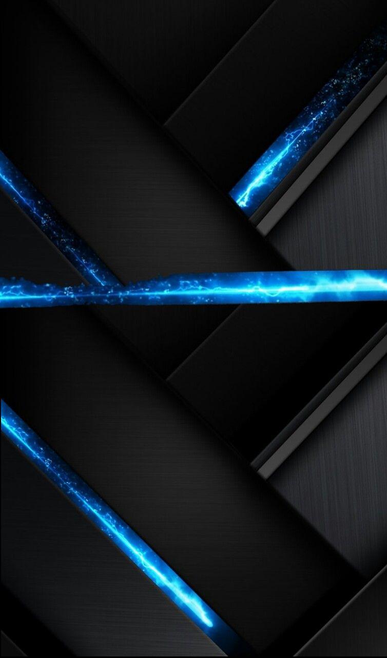 Black with Neon Blue Geometric Wallpaper. Blue geometric