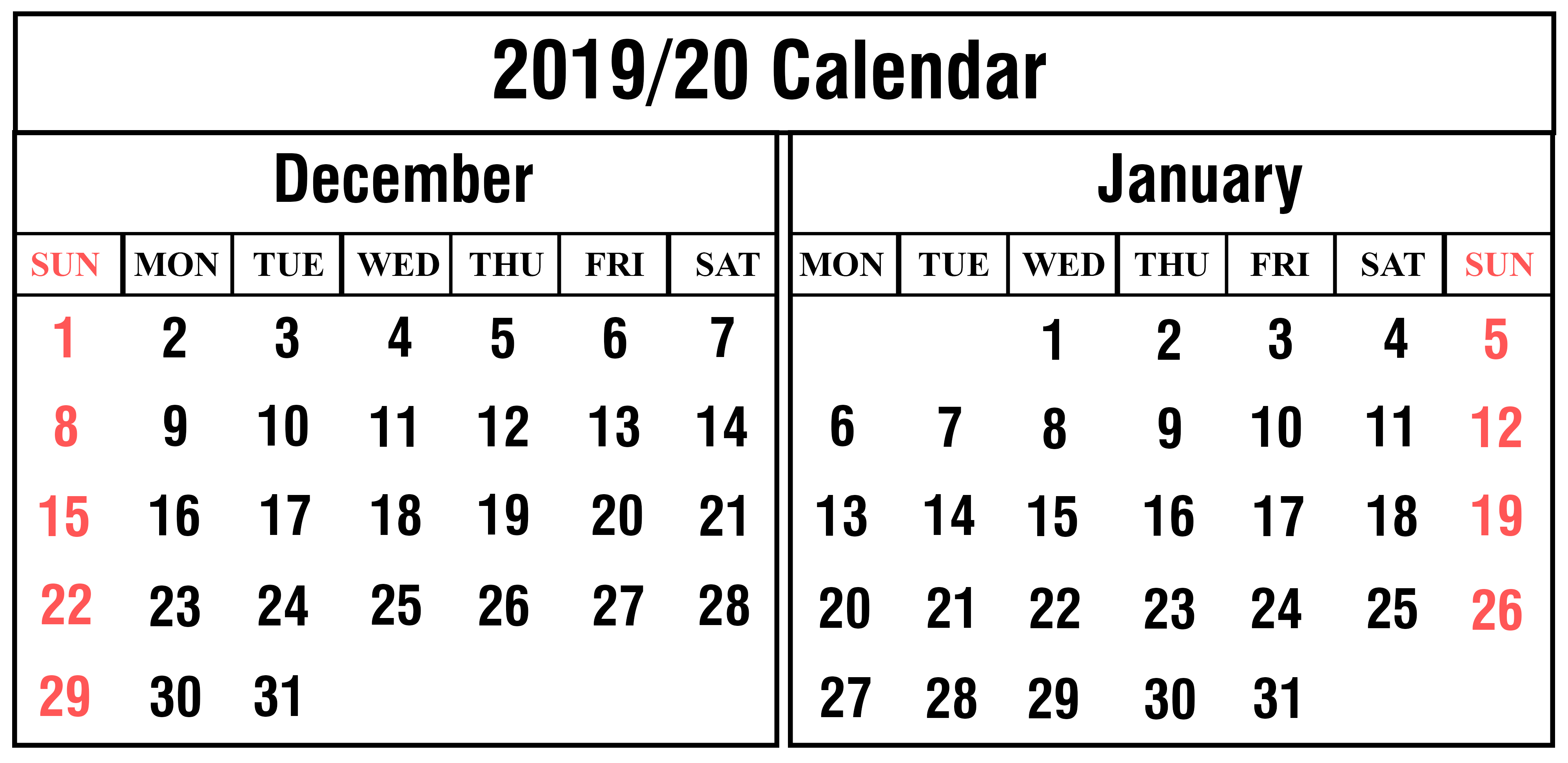 Free December and January 2019