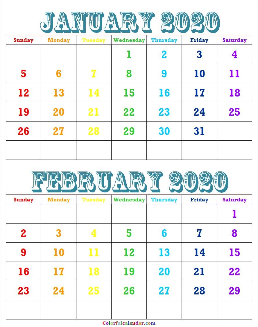 Cute January February 2020 Calendar Wallpapers
