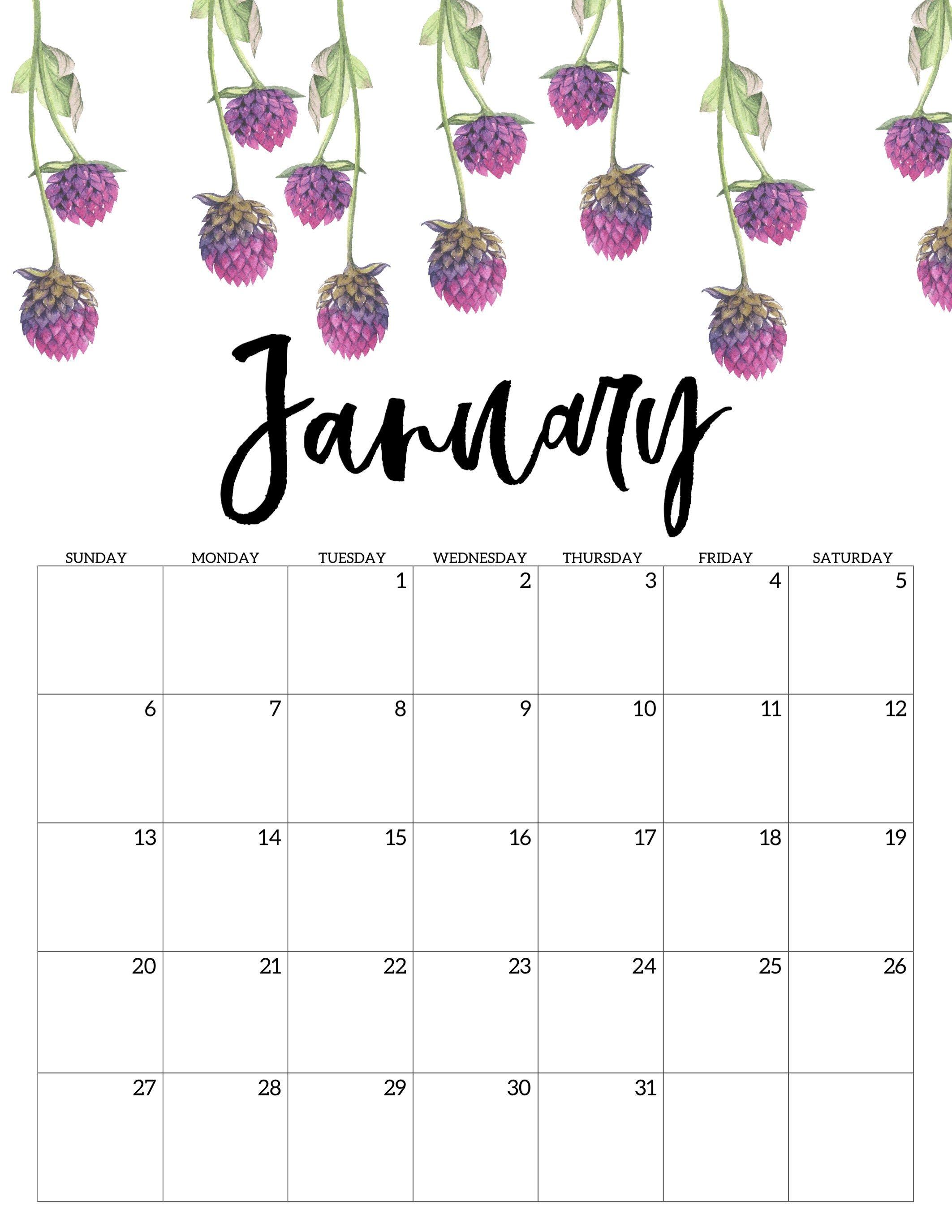January 2019 Floral Calendar