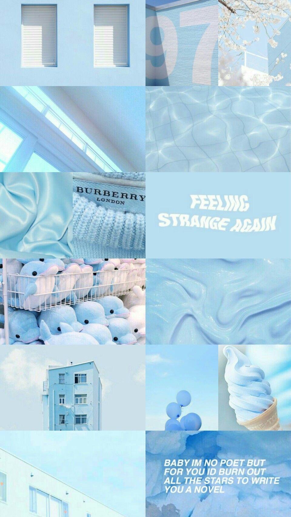 aesthetic lockscreen iphone pastel wallpapers fond bleu backgrounds azul fondos blueaesthetic collage pantalla ecran ipcwallpapers pc bts parede papel london