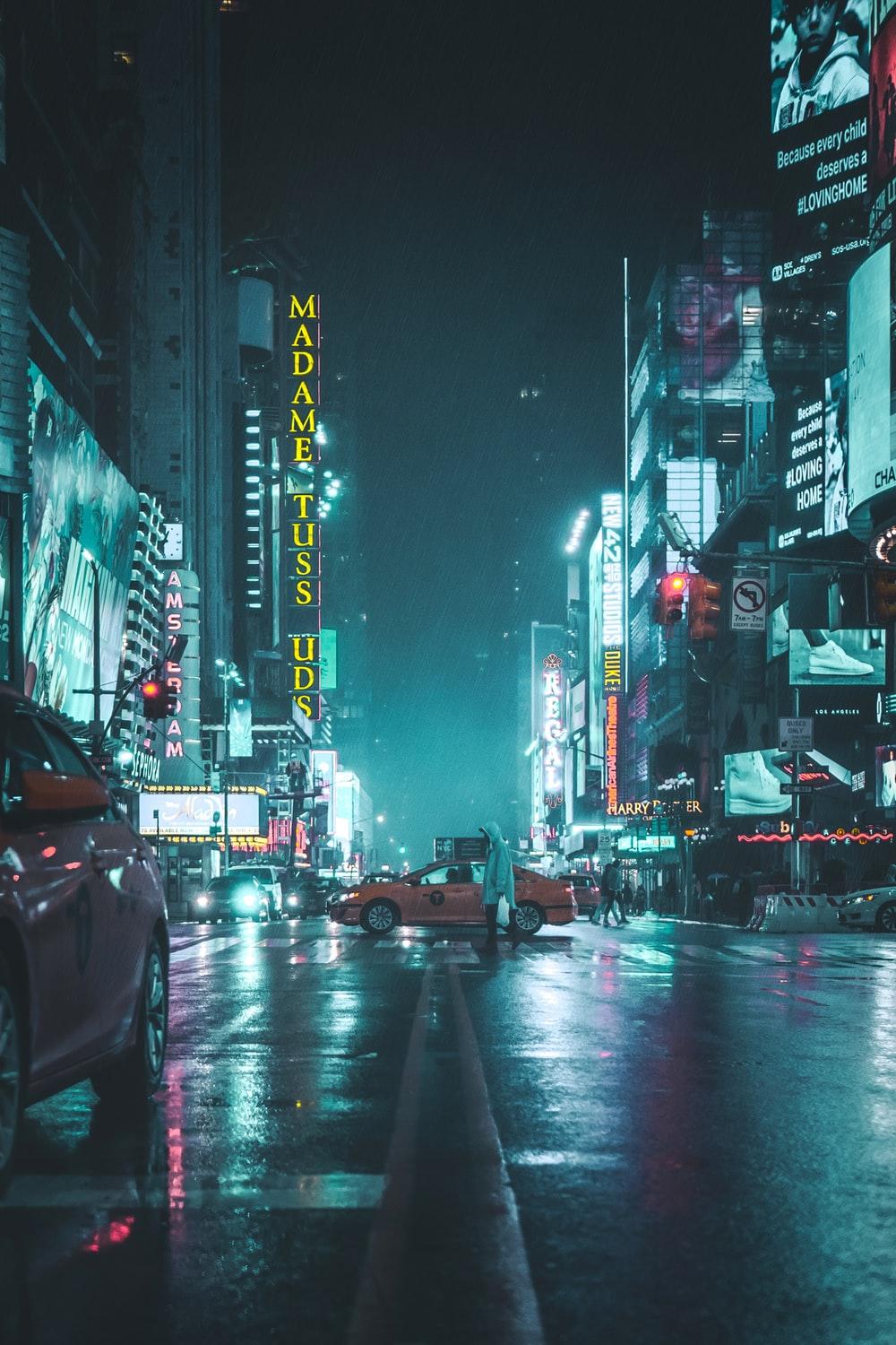 HD wallpaper artwork futuristic futuristic city night rain dark blue   Wallpaper Flare