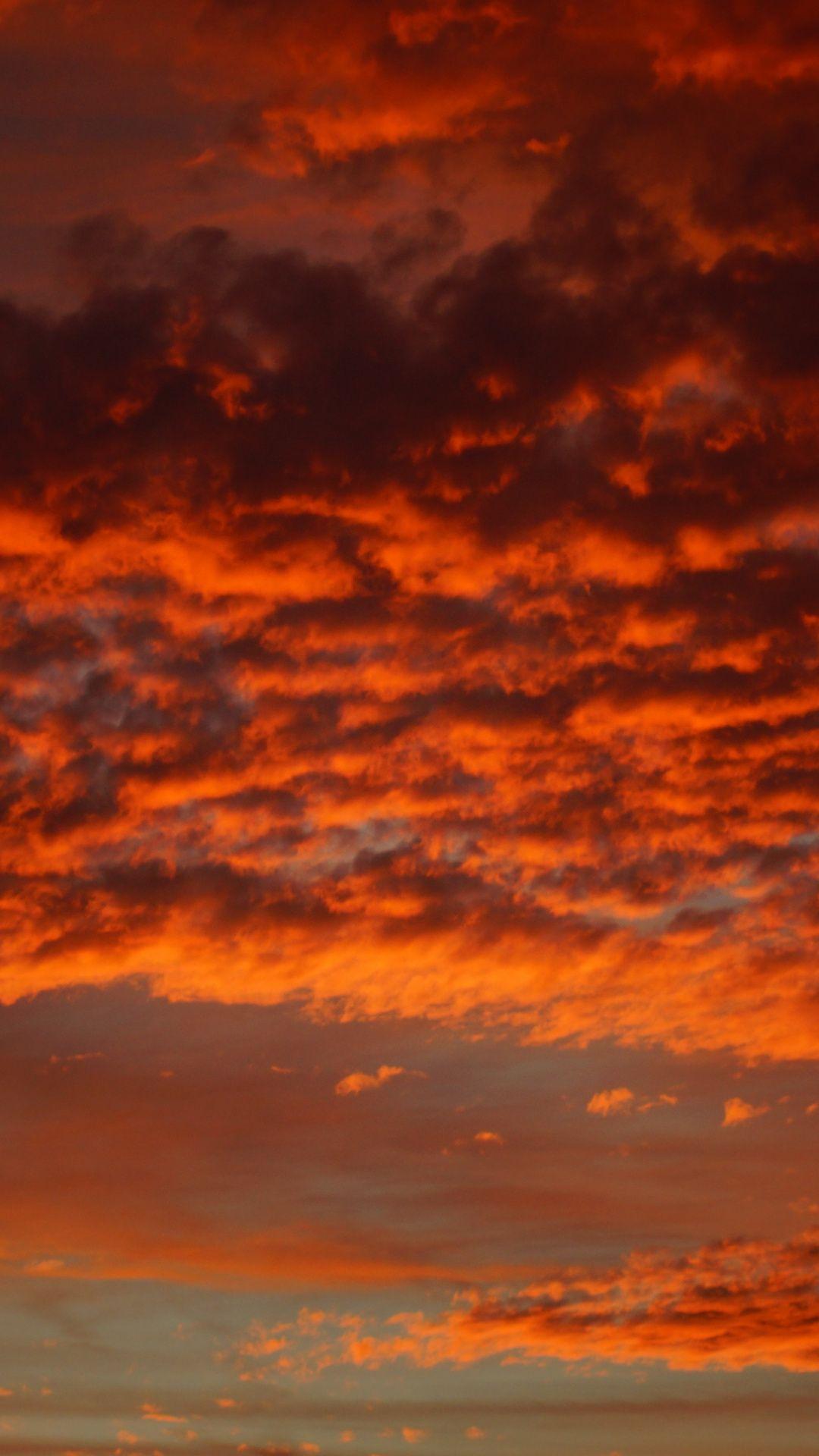 Orange clouds, adorable sky, sunset, nature, 1080x1920 wallpaper