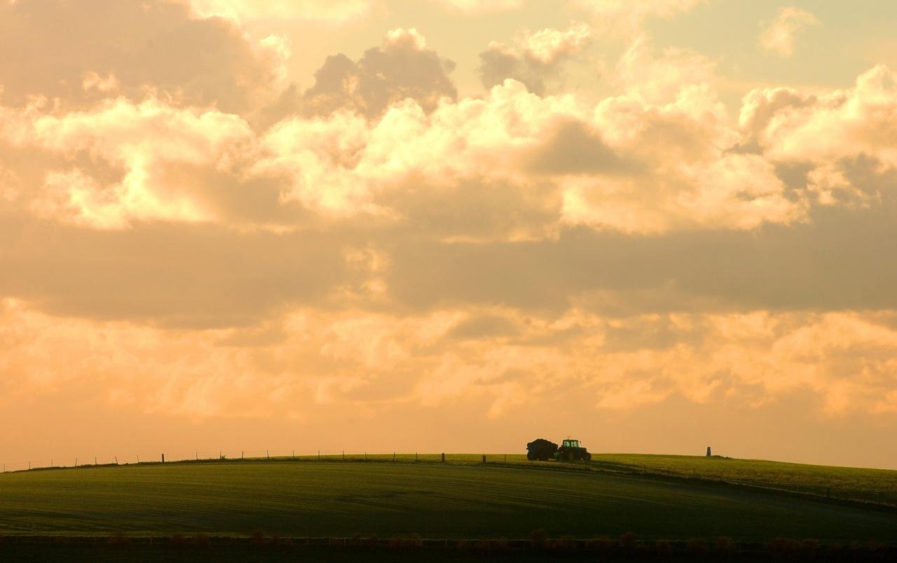 Orange Sky Clouds & Farm Field wallpaper. Orange Sky Clouds & Farm