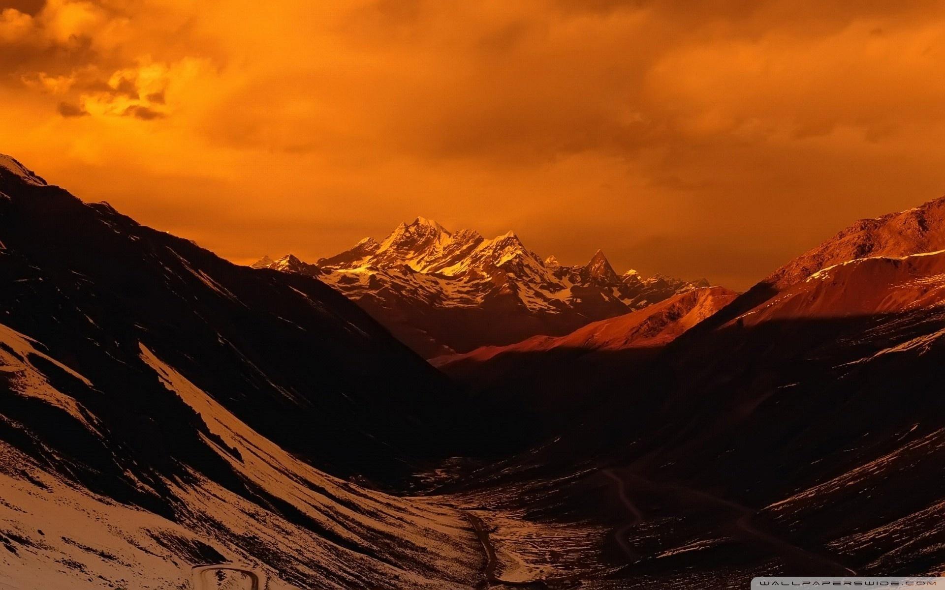 Orange Sky Mountain Landscape ❤ 4K HD Desktop Wallpaper for 4K