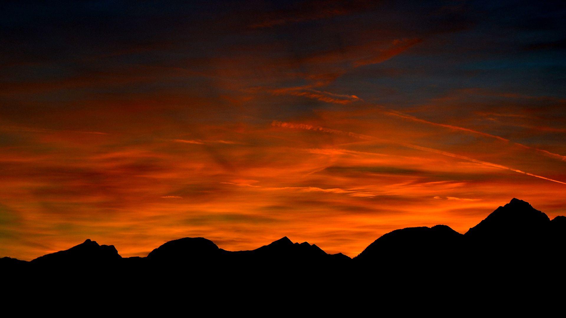 Orange Mountain Sunset Wallpaper