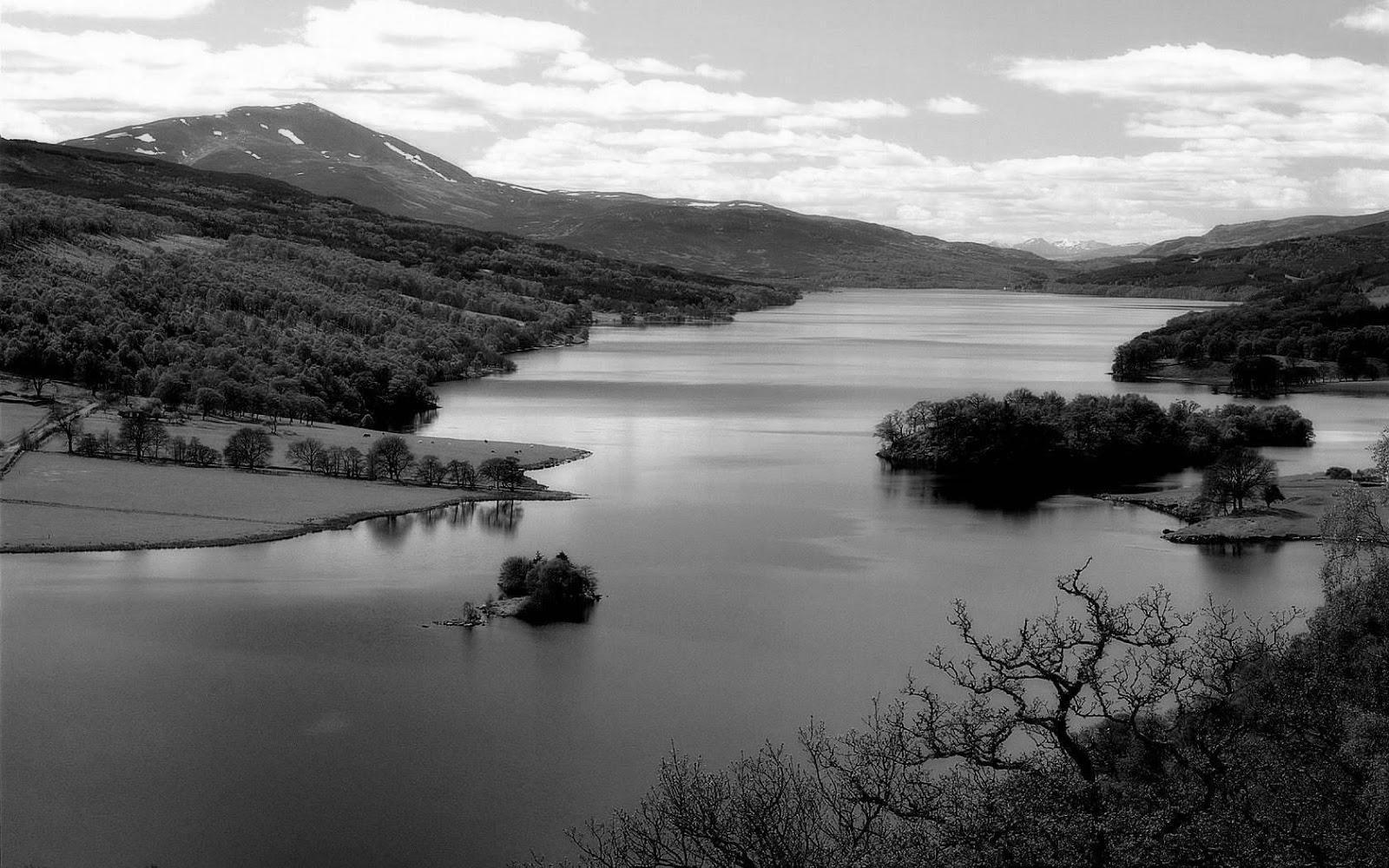 Black and White Scenic Landscapetr HD desktop wallpaper, Widescreen
