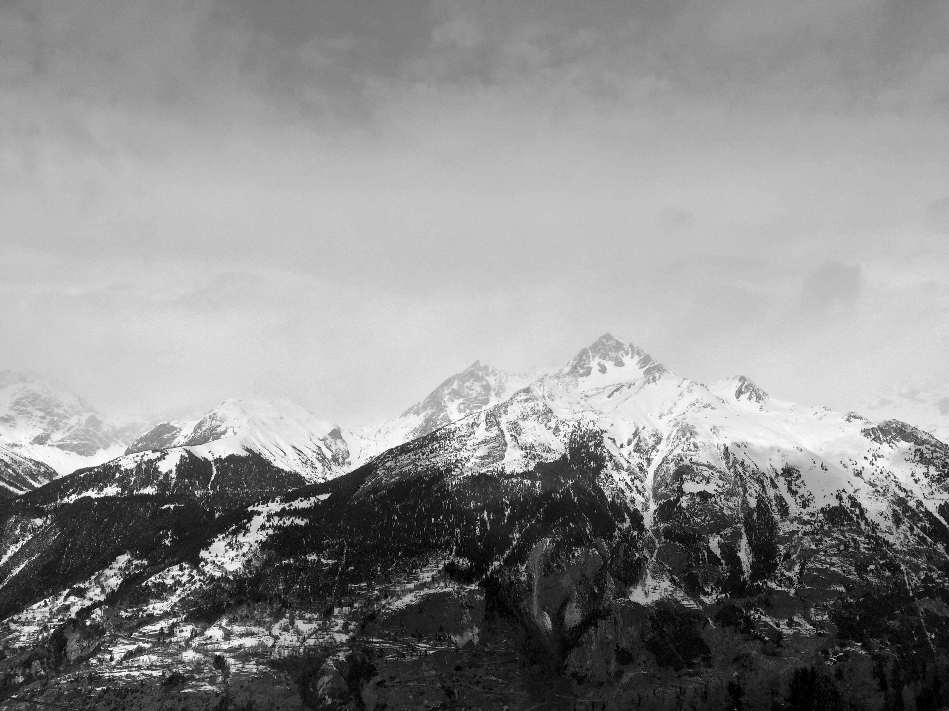 black and white, cold, landscape, mountain, outdoors, rocky