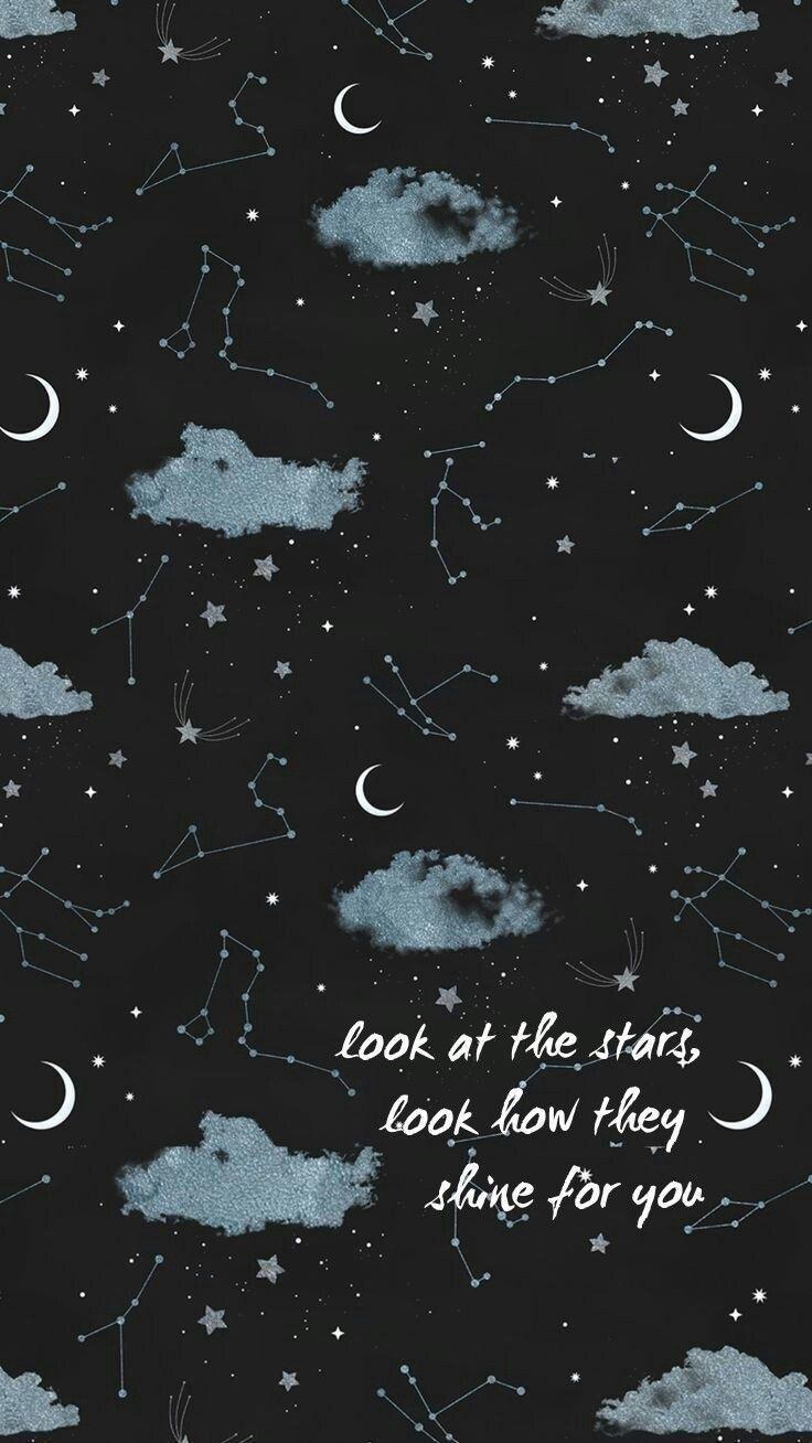 iPhone wallpaper aesthetic tumblr sky stars moon shine galaxy