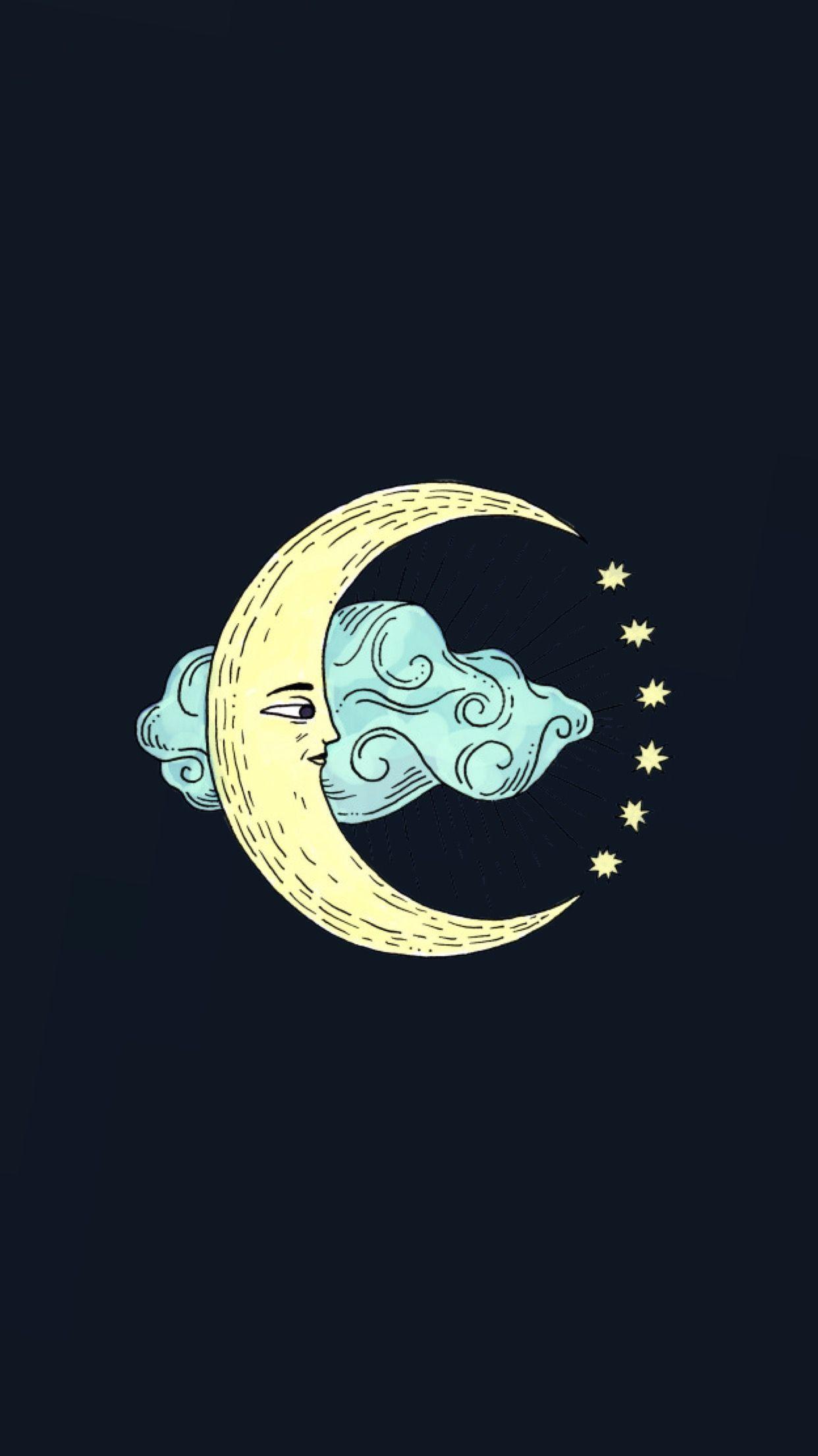 Moon in the clouds wallpaper. made by Laurette. instagram