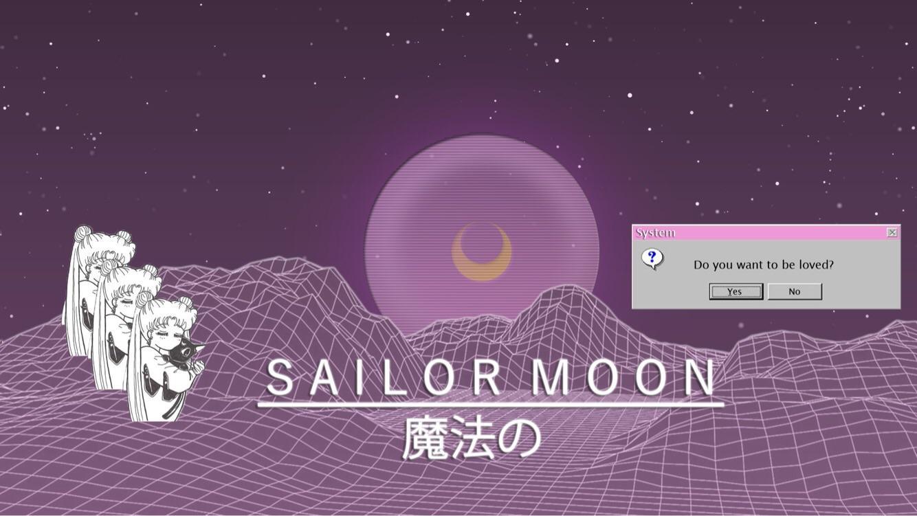 my attempt at a vaporwave x sailor moon wallpaper