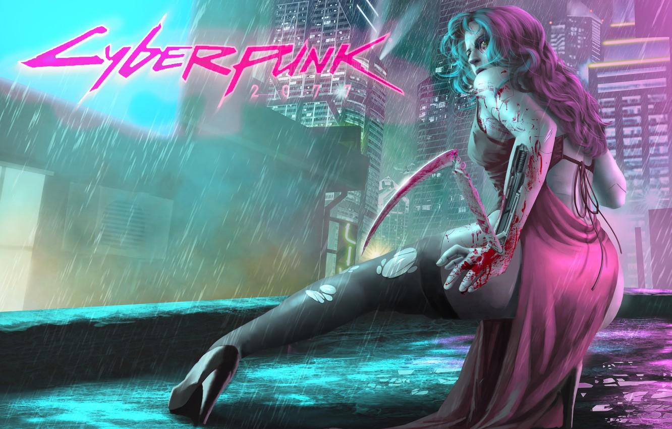 Wallpaper Girl, The city, The game, Rain, Art, Cyborg, CD