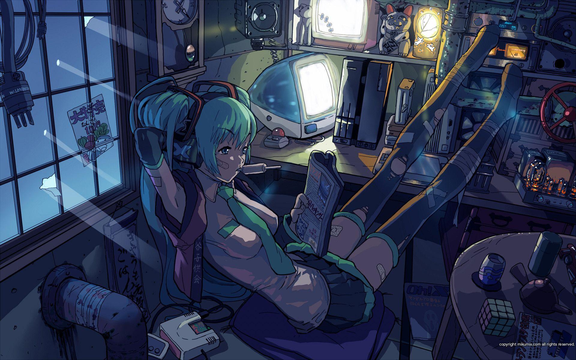 Futuristic Cyberpunk Girl House Rain wallpaper