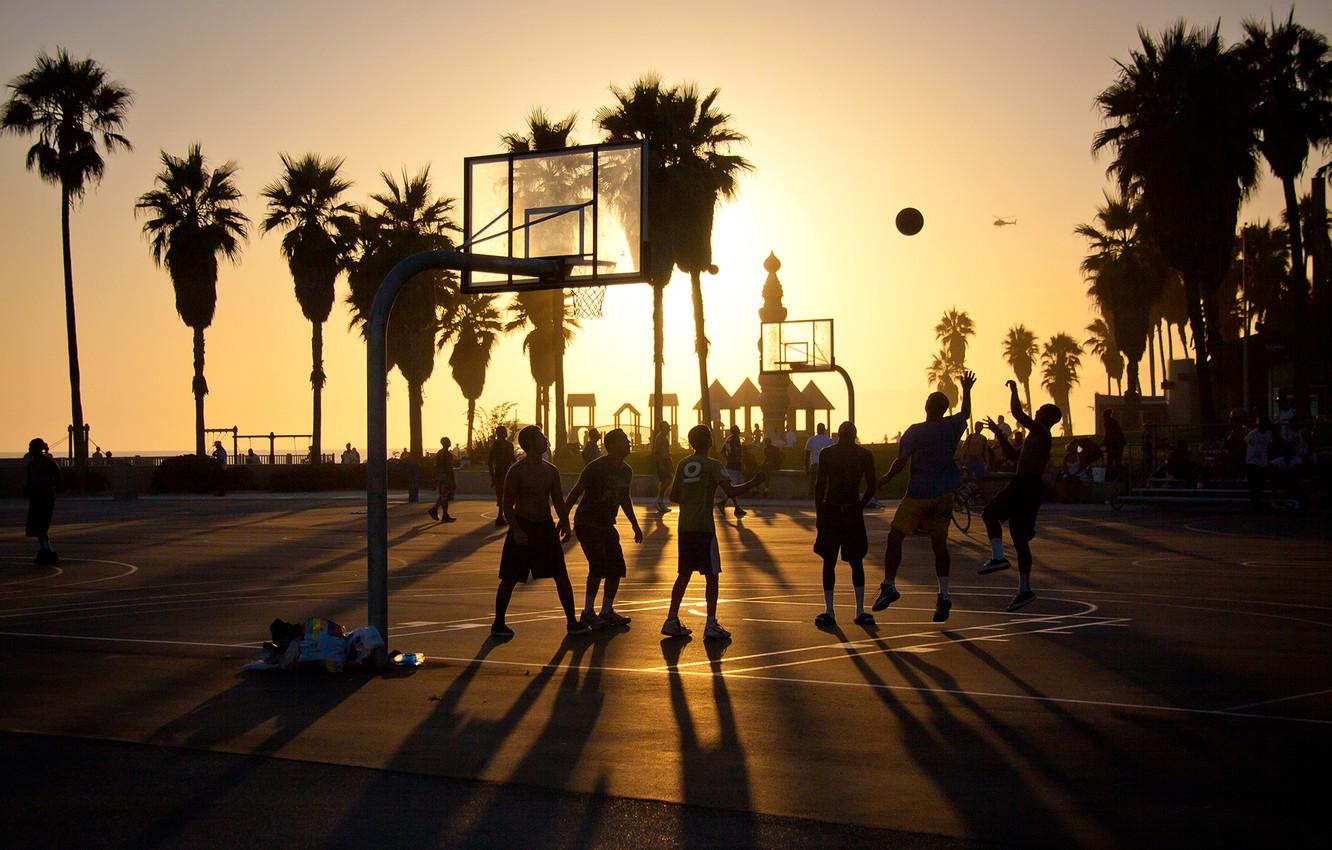 Wallpaper summer, california, basketball, sunset, usa, los angeles, venice beach image for desktop, section спорт