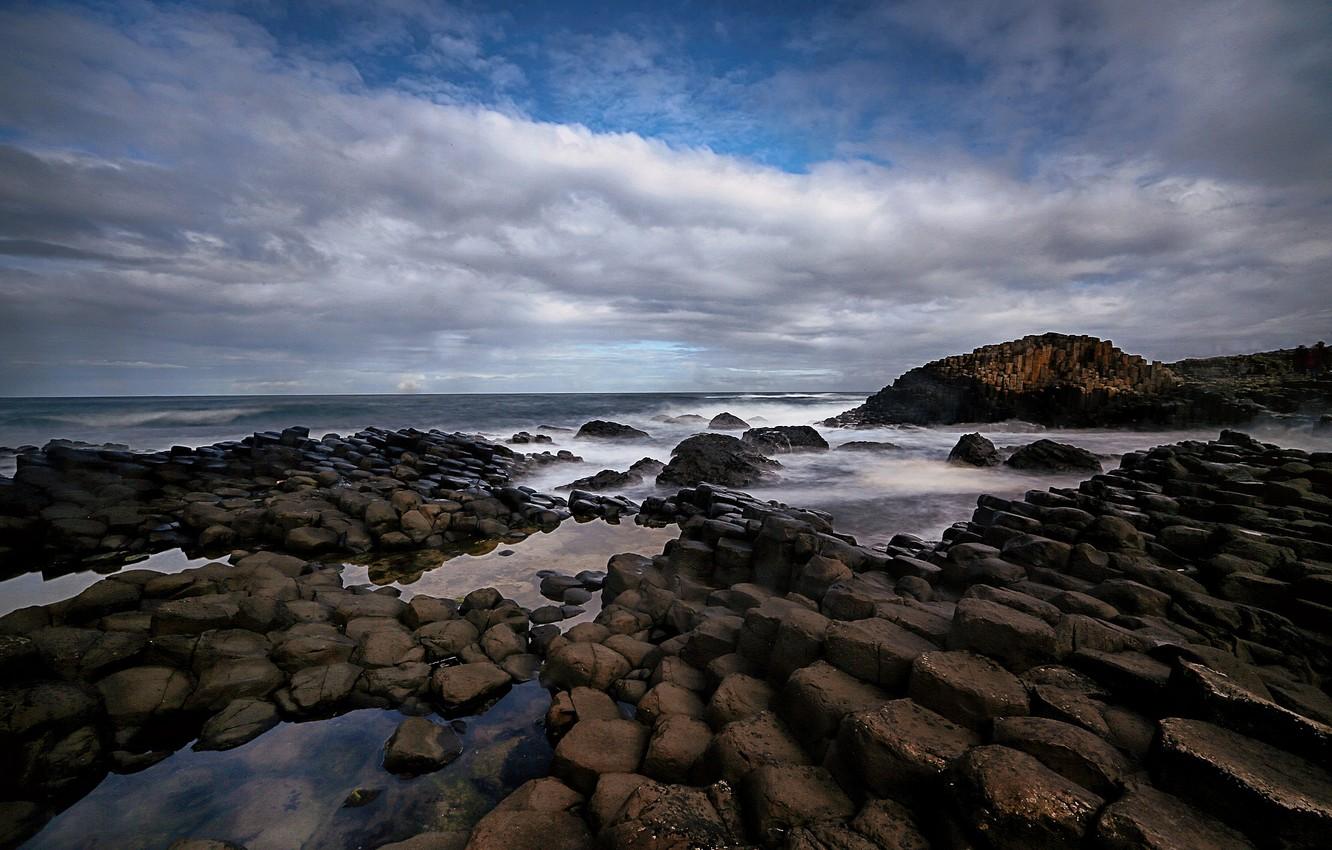 Wallpaper sea, stones, coast, Northern Ireland image for desktop