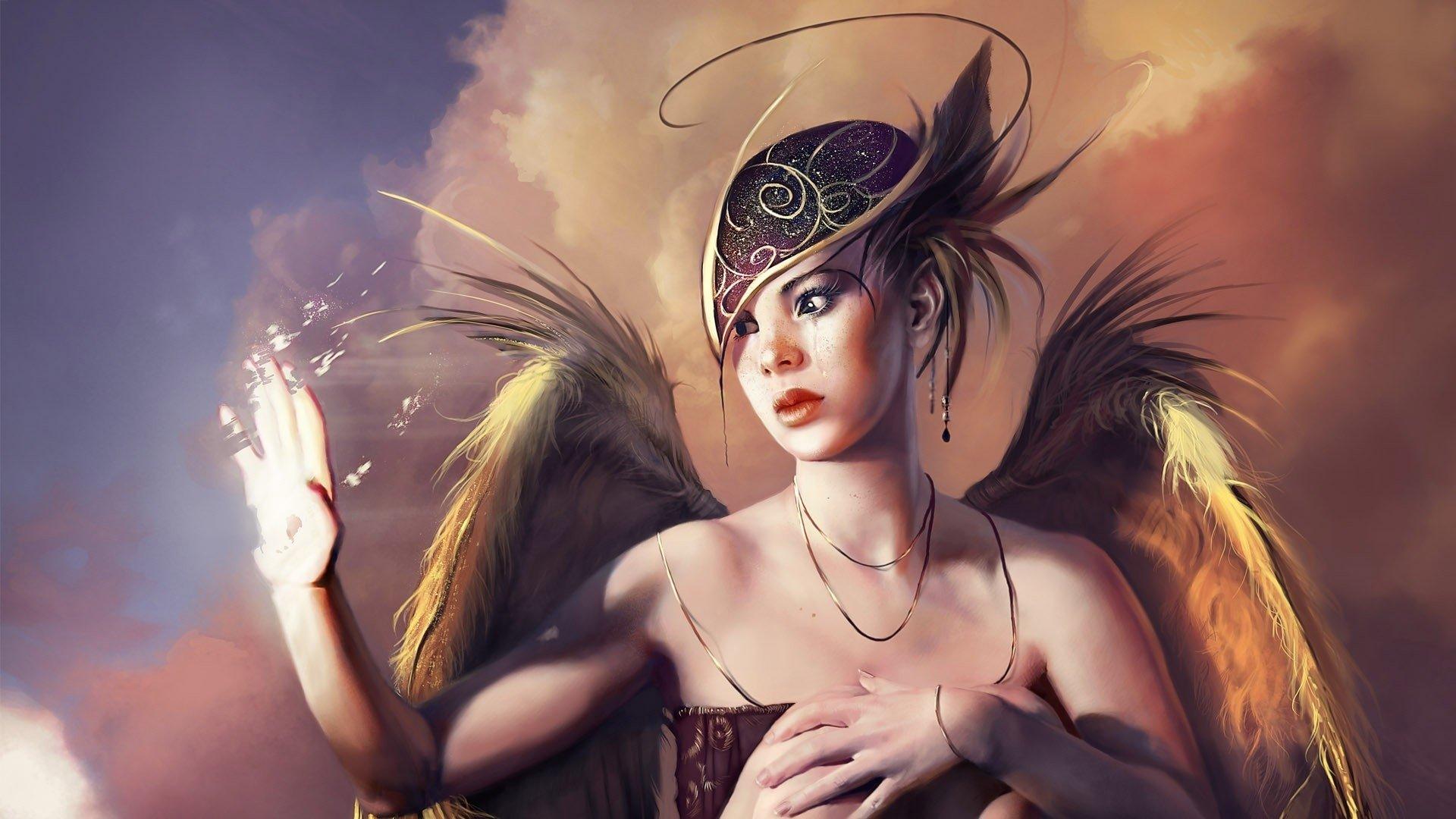 art, , Fantasy, Girl, Wings, Disintegration Wallpaper HD / Desktop