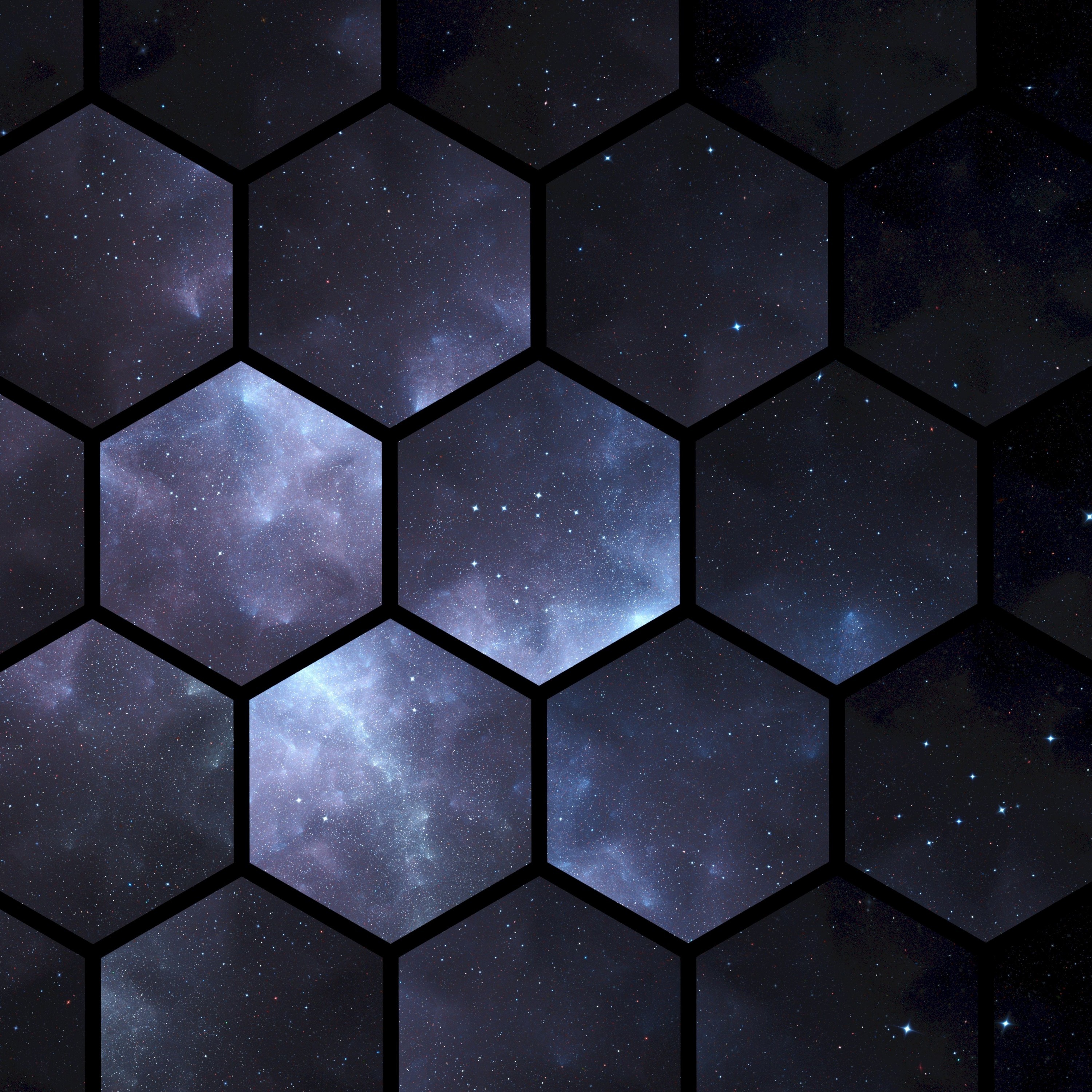 Download 3000x3000 Stars, Galaxy, Hexagon Pattern Wallpaper