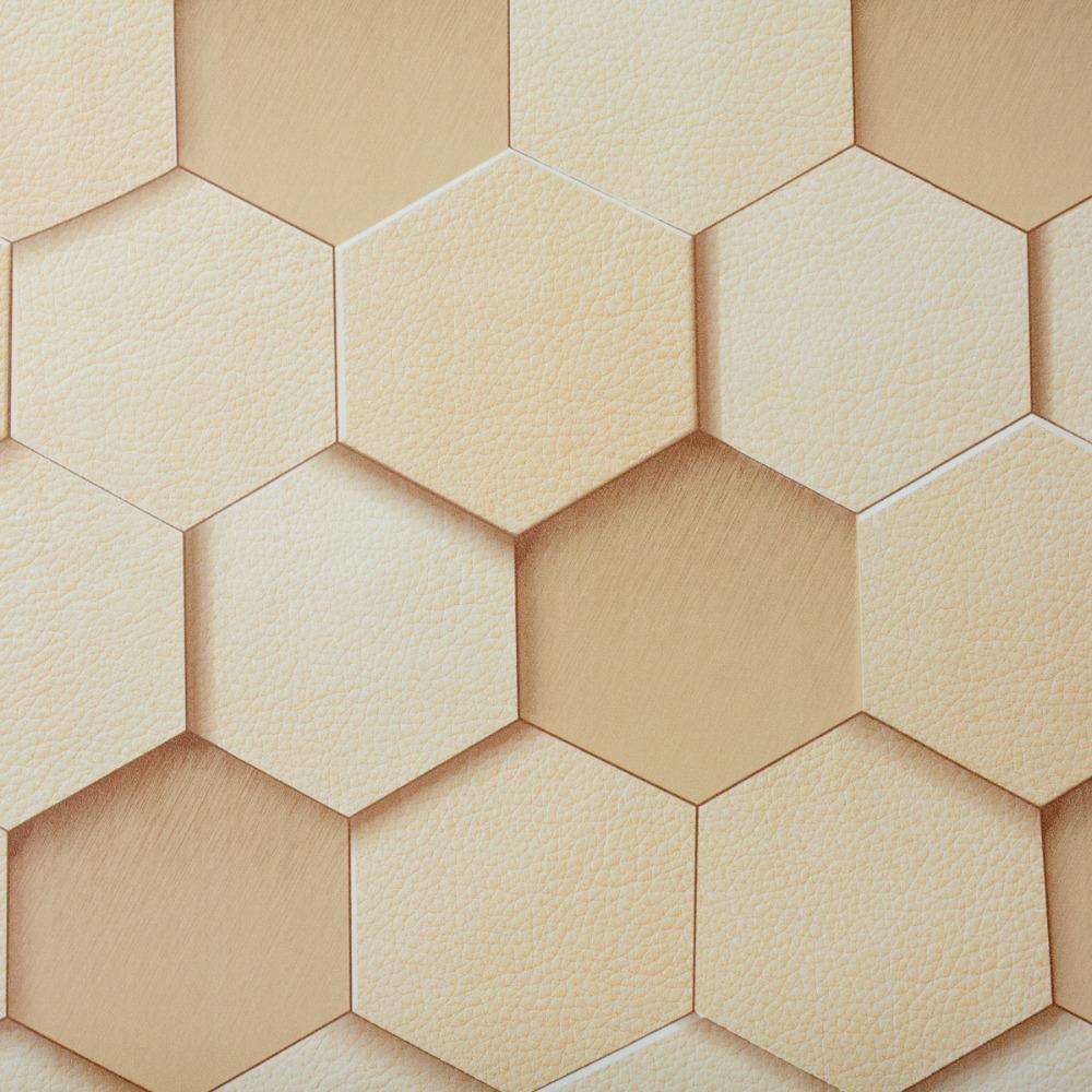 Modern style 3D wallpaper nonwoven thick PVC mural hexagon pattern