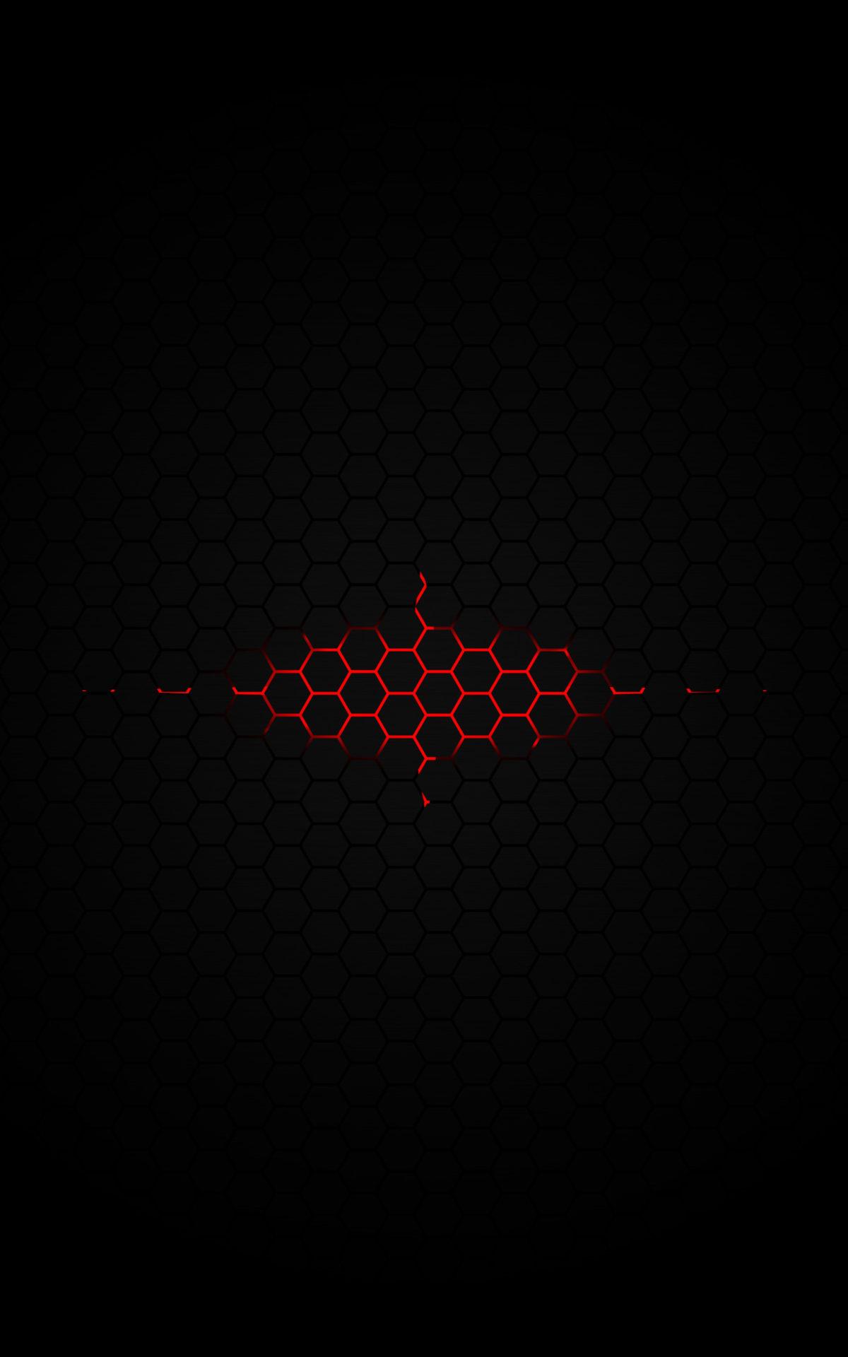 Red glow under the hexagon pattern Digital Art mobile wallpaper
