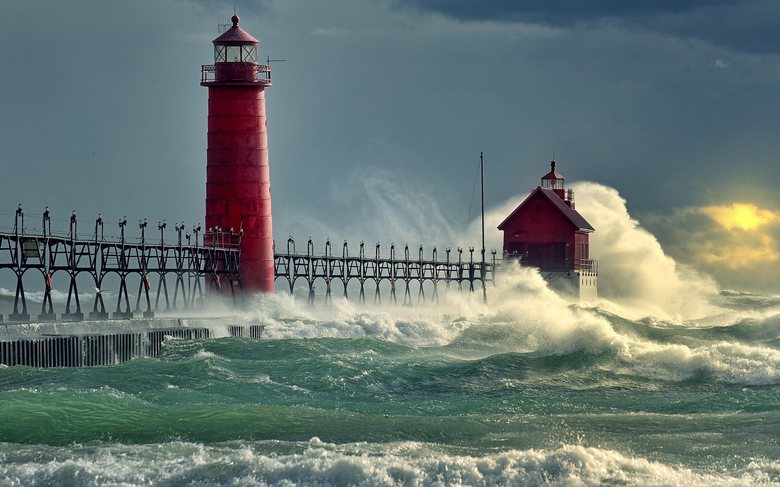 lighthouse sea storm wallpaper and background. Nature