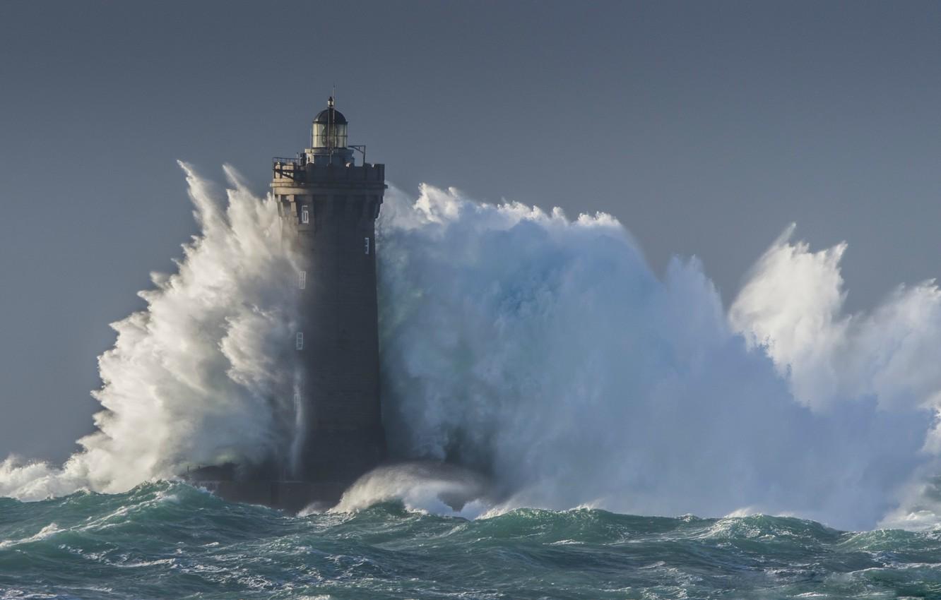 Wallpaper sea, storm, wave, lighthouse, storm, sea, blue, wave