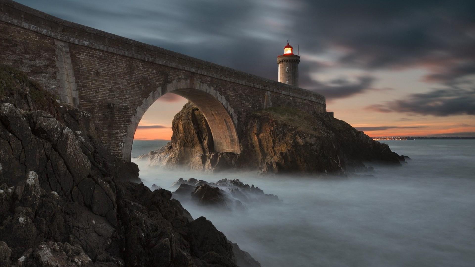 Lighthouse. Storm HD Wallpaper for Android