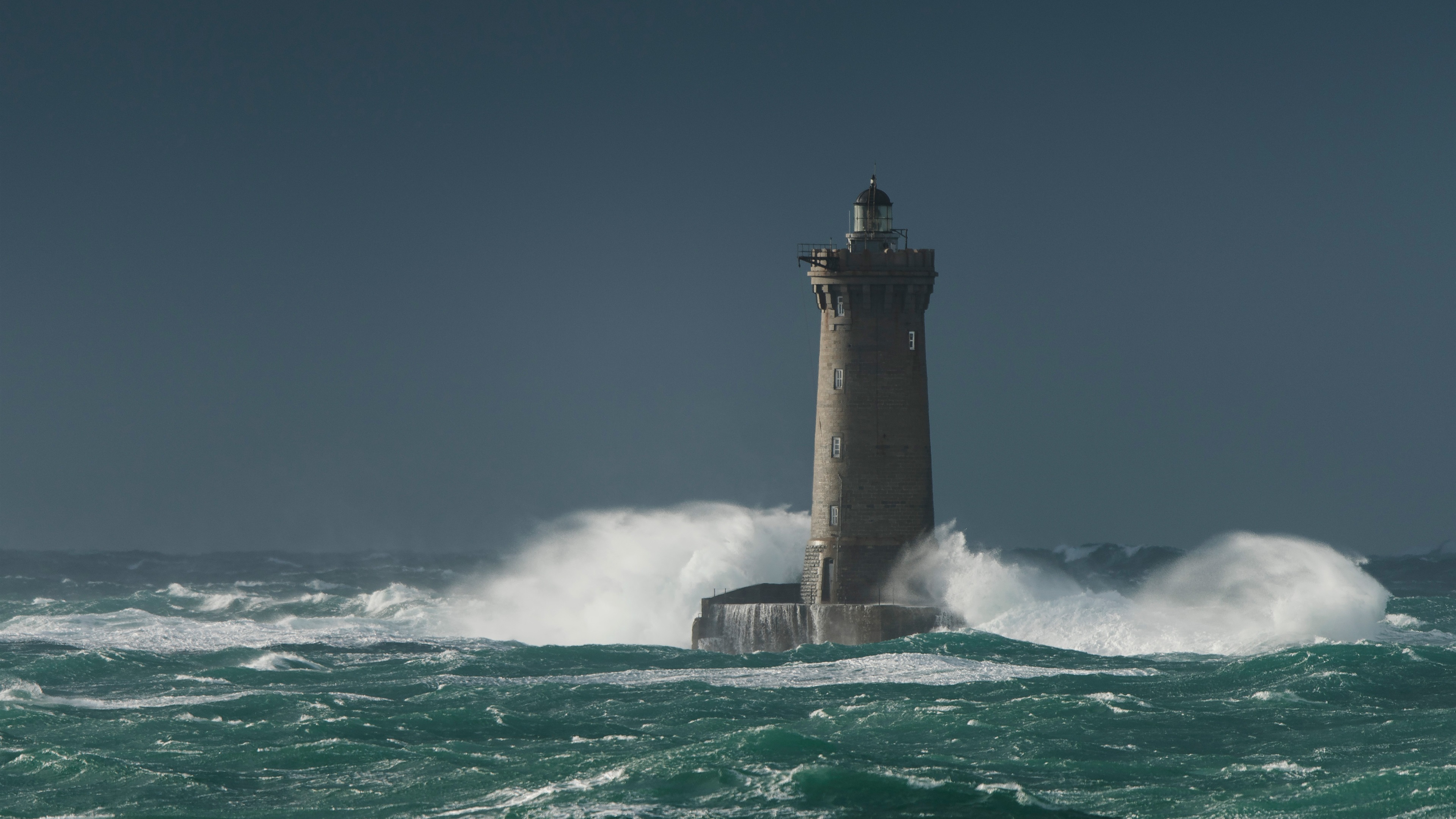Wallpaper Lighthouse, sea, waves, storm 3840x2160 UHD 4K Picture, Image