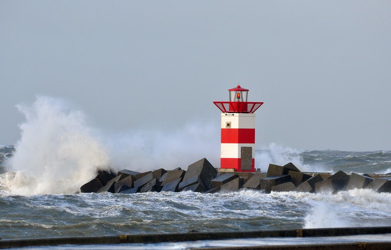 Wallpaper storm, lighthouse, braid, Netherlands, North sea