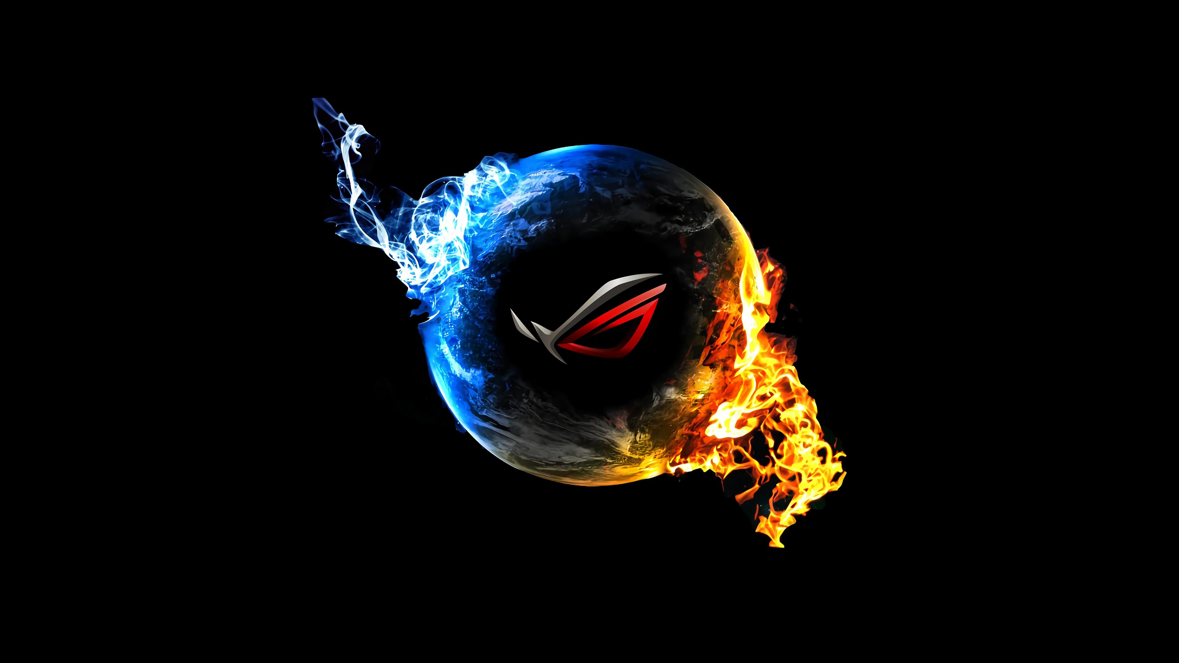 Asus ROG Logo Planet Fire Burning Republic of Gamers 4K