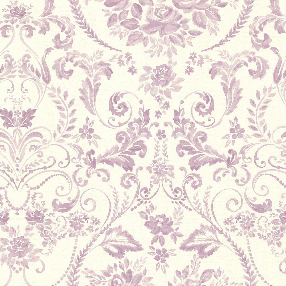 Bella Purple Damask Wallpaper