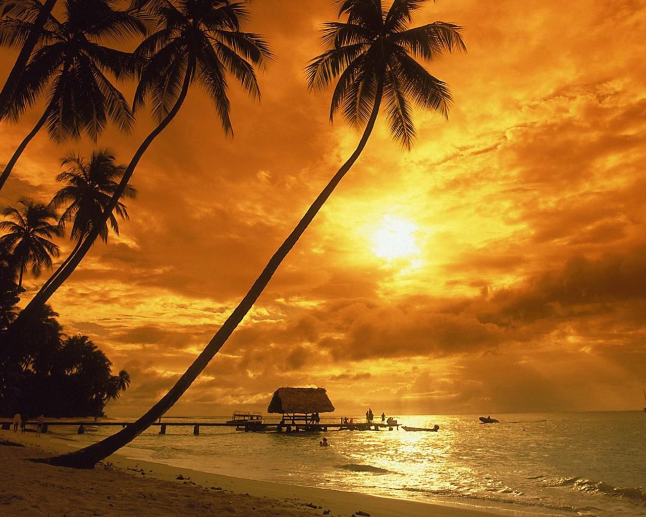 Landscape Beach Sunset HD Wallpaper, Background Image