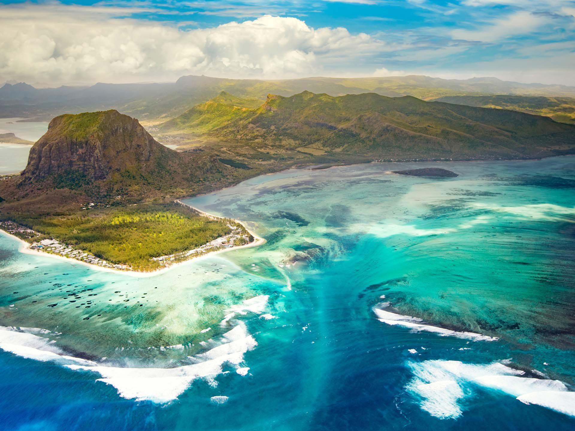 Underwater Waterfall In Le Morne Brabant Mauritius Known As