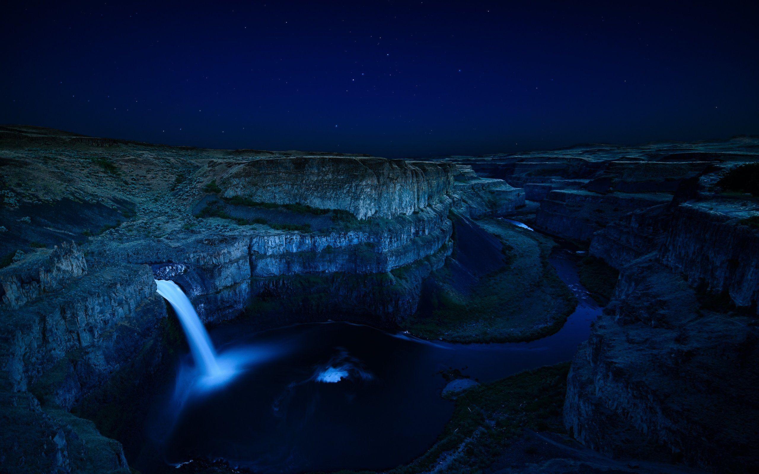 Nighttime Waterfall Wallpaper